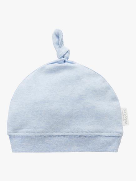 Purebaby Knot Hat - view 2, Light Blue