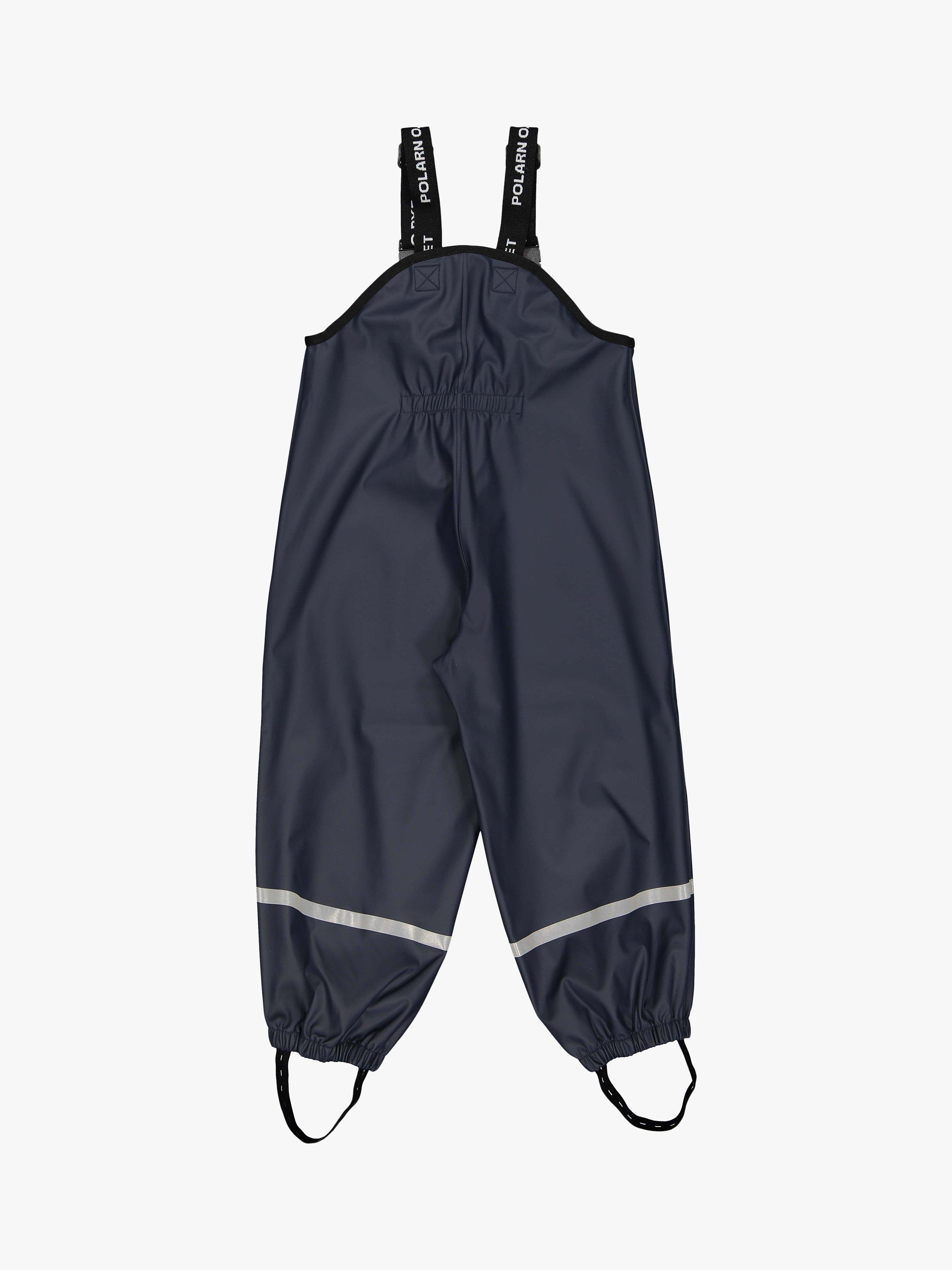 Product image 4 of 6, which shows Polarn O. Pyret Kids' Waterproof Rain Trousers, Dark Blue, 1-2 years