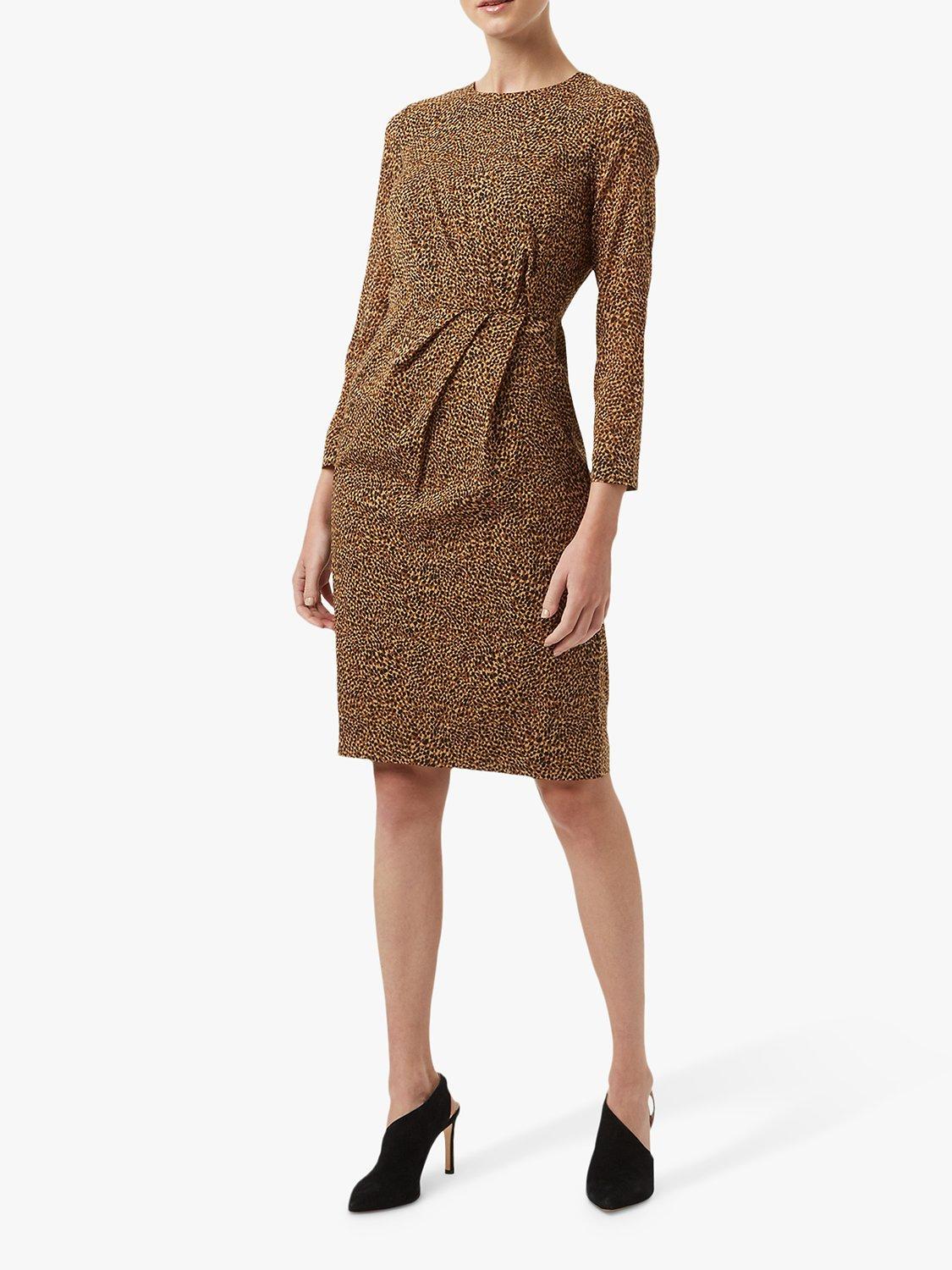 Hobbs Trina Silk Blend Dress, Chocolate/Multi