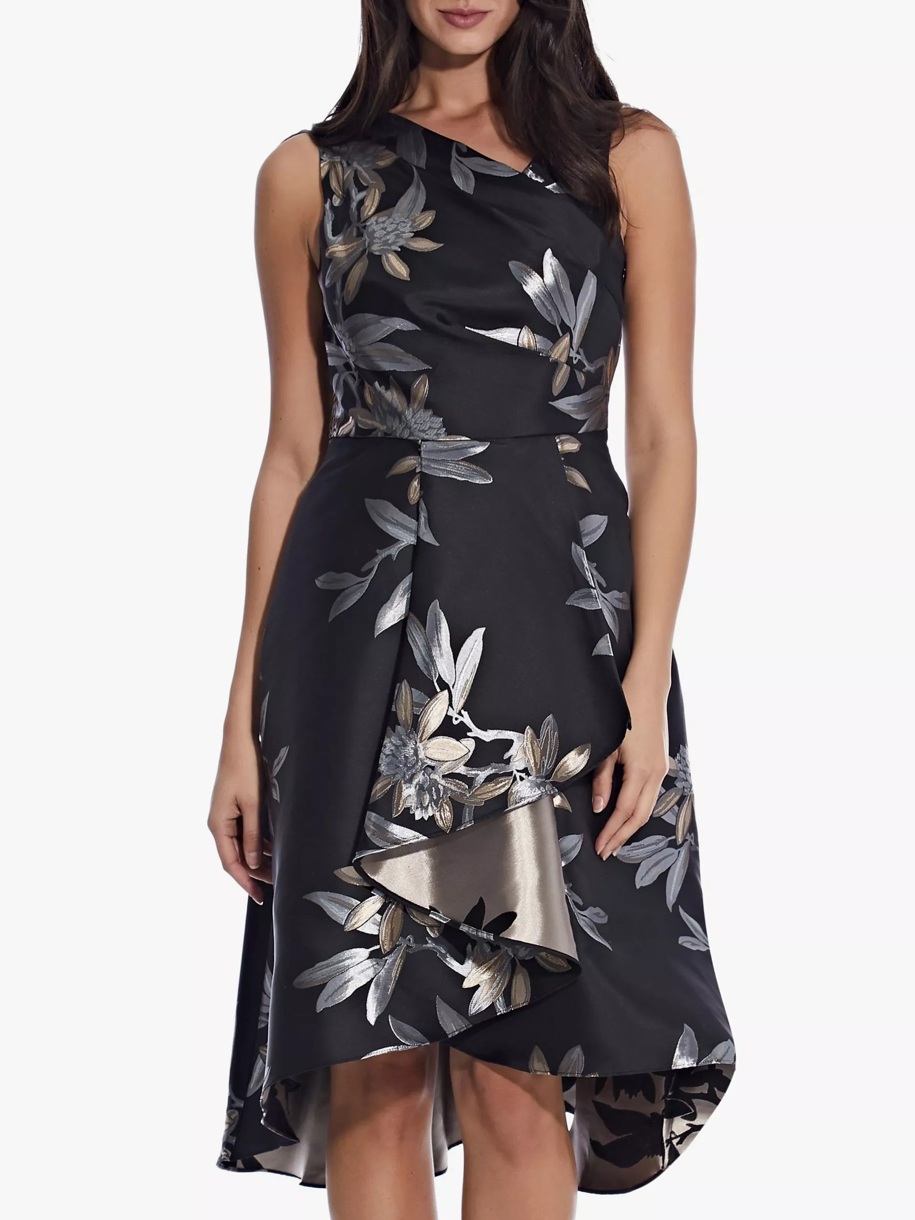 Adrianna Papell Floral Jacquard Dress Black Multi