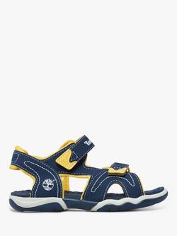 Timberland Kids' Adventure Seeker Riptape Sandals, Navy/Yellow, Navy/ Yellow