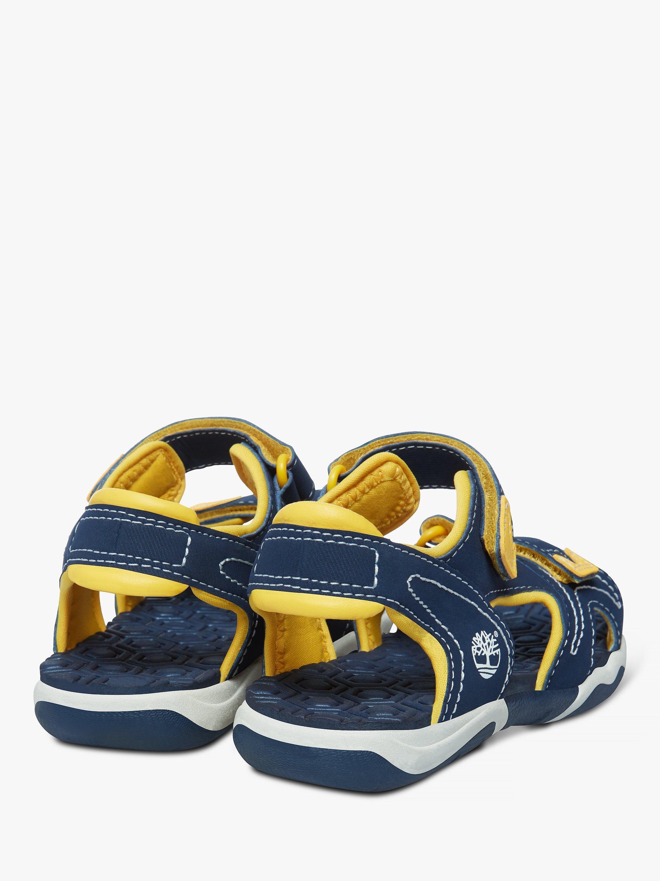 Timberland Kids' Adventure Seeker Riptape Sandals, Navy/ Yellow, 23