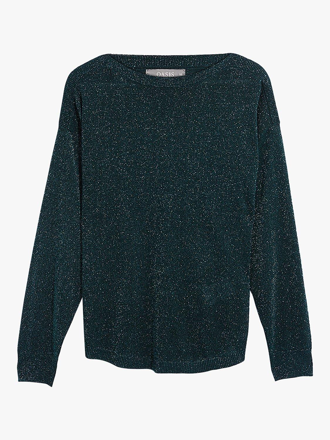 Oasis Sparkle Batwing Jumper, Deep Green