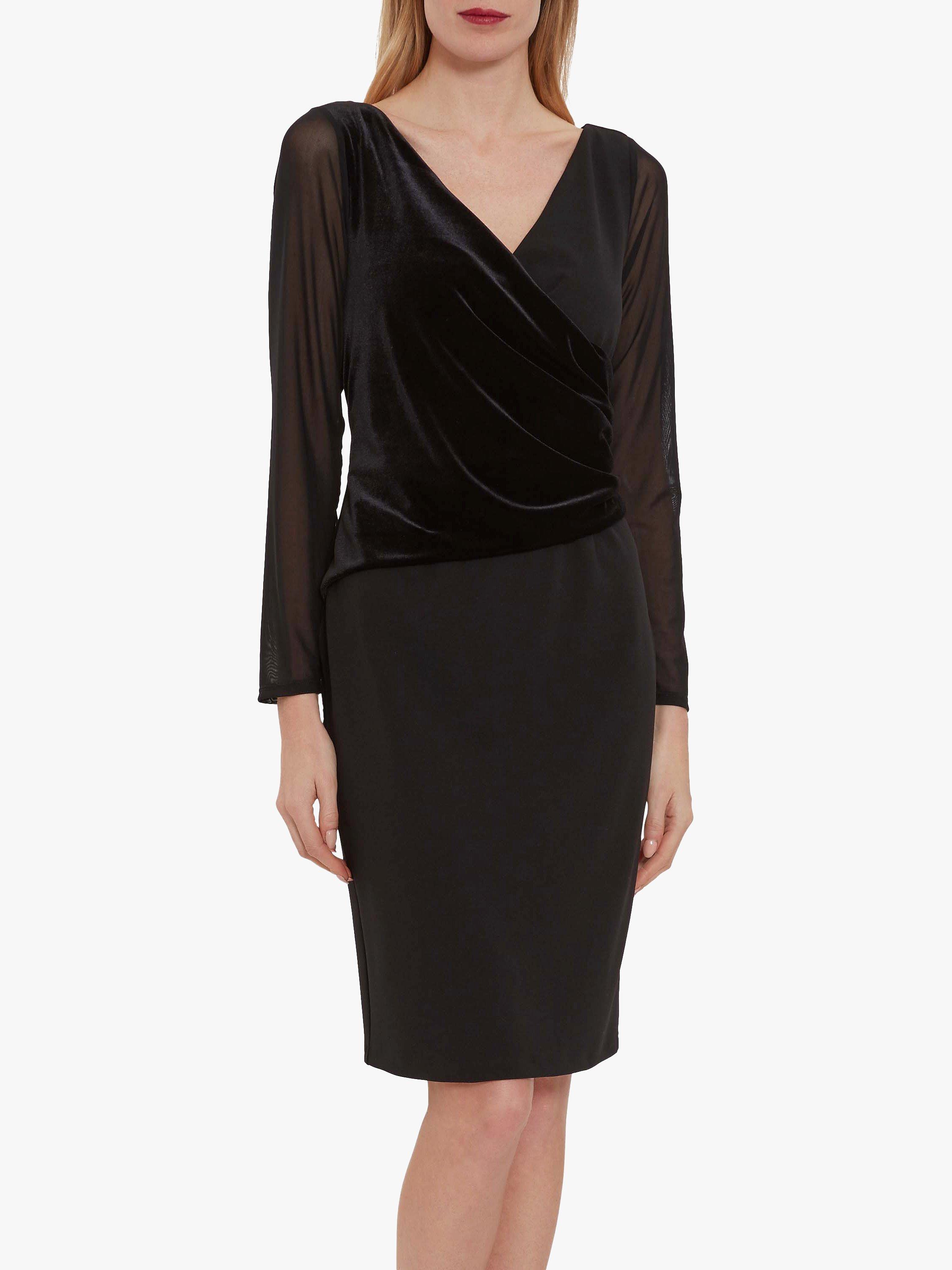 Gina Bacconi Kettra Crepe Velvet Dress, Black