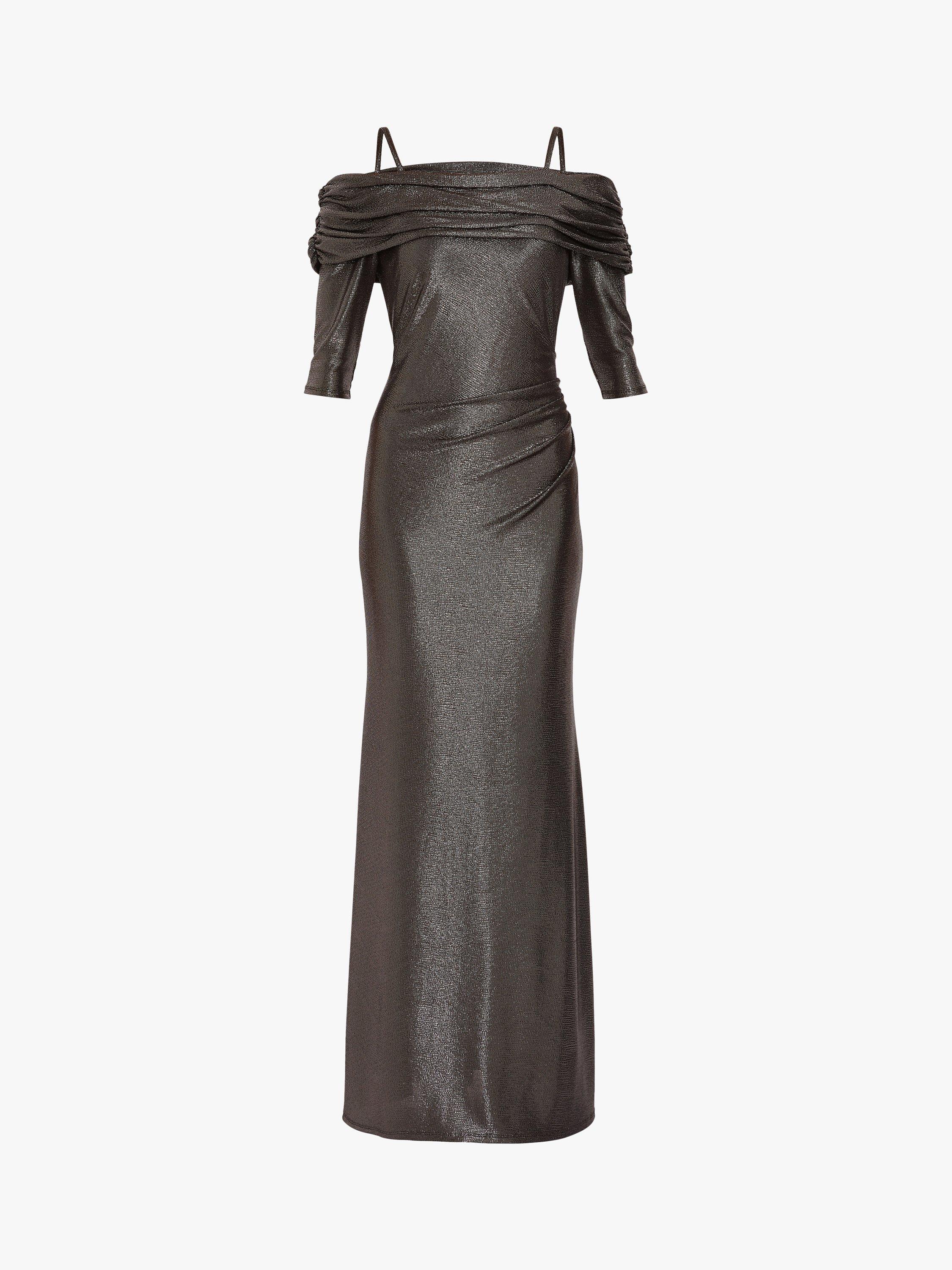 Product image 4 of 5, which shows Gina Bacconi Hosanna Metallic Maxi Dress, Gunmetal, 26