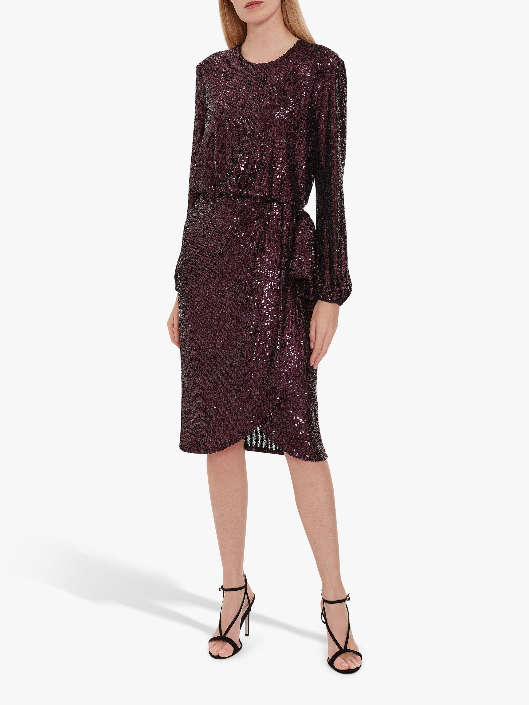 Product image 3 of 5, which shows Gina Bacconi Pieta Sequin Dress, Wine, 26