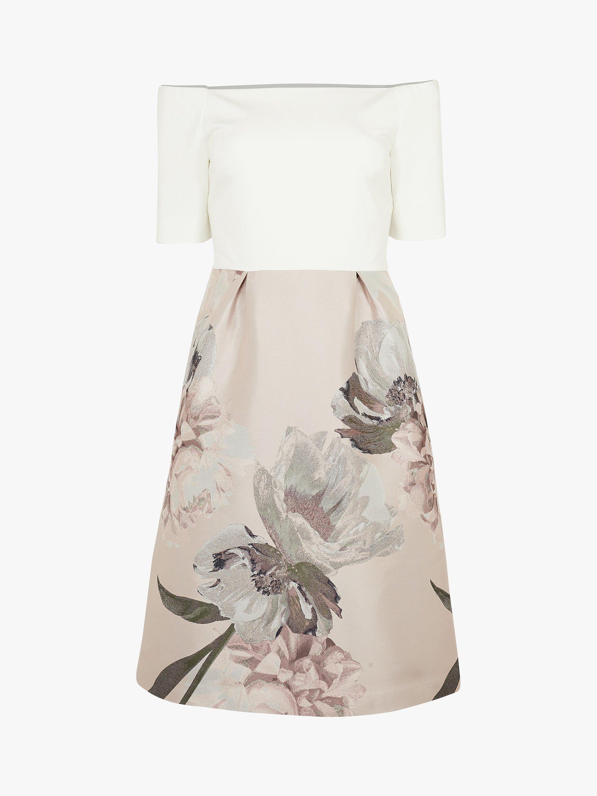 Ted Baker Cathiey Woodland Off The Shoulder Dress Pale Pink
