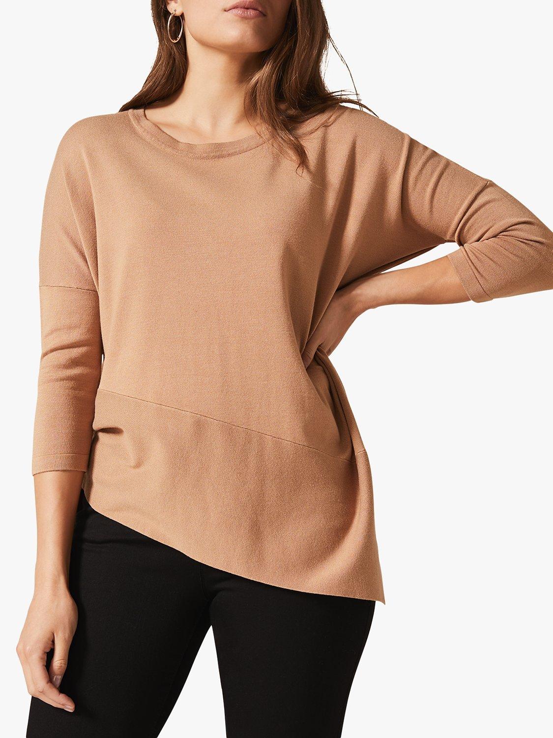 Phase Eight Agatha Asymmetric Knit Top, Camel