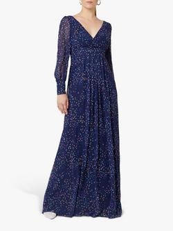 Maids to Measure Suzannah Maxi Dress, Navy Confetti Print, Navy Confetti Print