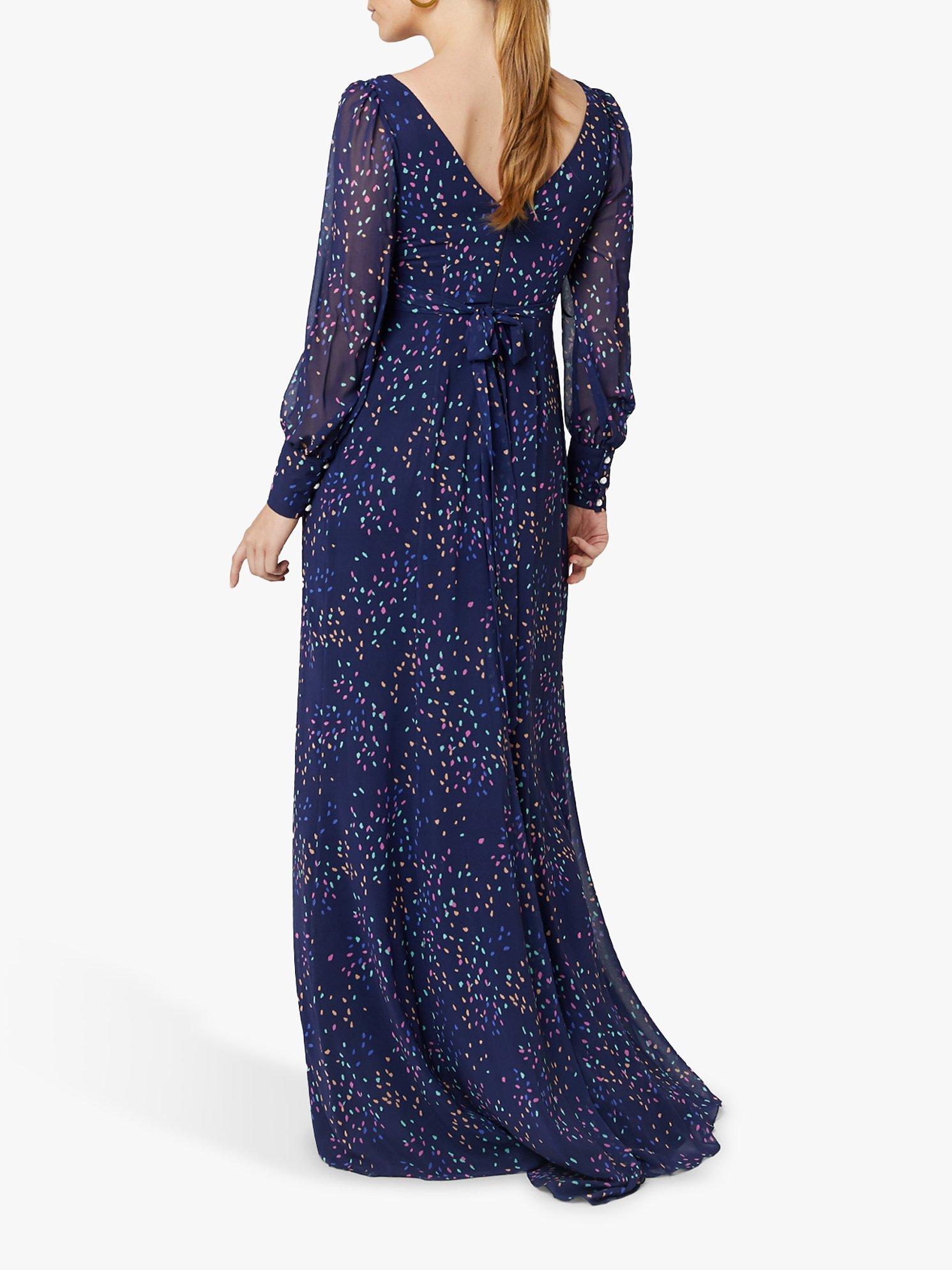 Product image 2 of 4, which shows Maids to Measure Suzannah Maxi Dress, Navy Confetti Print, 8