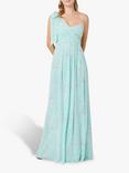 Maids to Measure Georgina Asymmetric Bow Dress, Misty Green Confetti Print