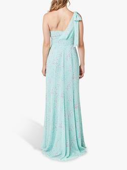 Maids to Measure Georgina Asymmetric Bow Dress, Misty Green Confetti Print - view 2, Misty Green Confetti Print