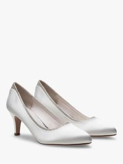 Rainbow Club Jara Wide Fit Shimmer Court Shoes, Ivory - view 2, Ivory