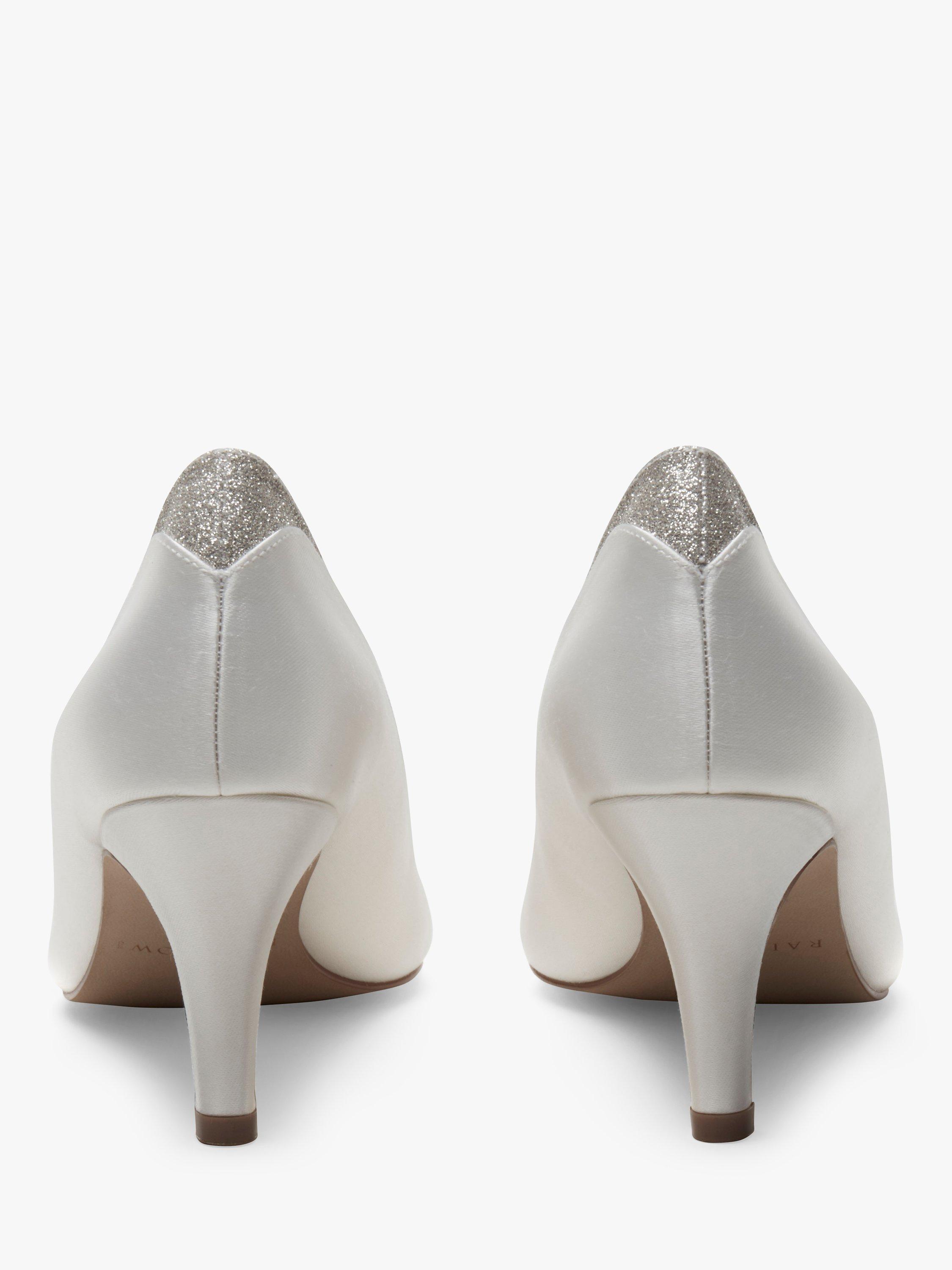 Product image 4 of 5, which shows Rainbow Club Jara Wide Fit Shimmer Court Shoes, Ivory, 4