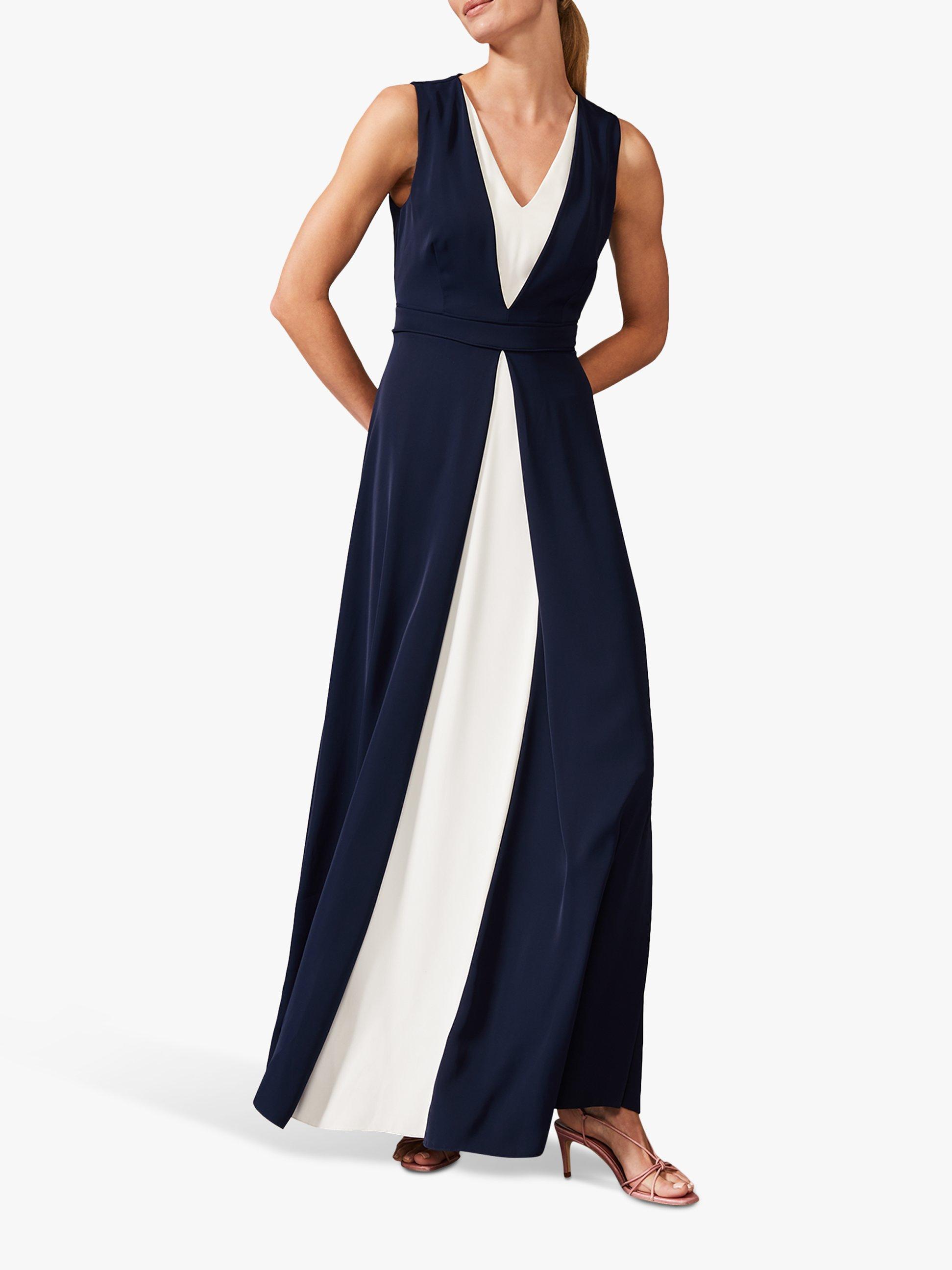 Phase Eight Addy Monochrome Maxi Dress, Navy/Ivory