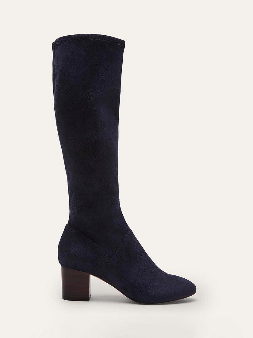 Boden Round Toe Block Heel Knee High Boots, Navy