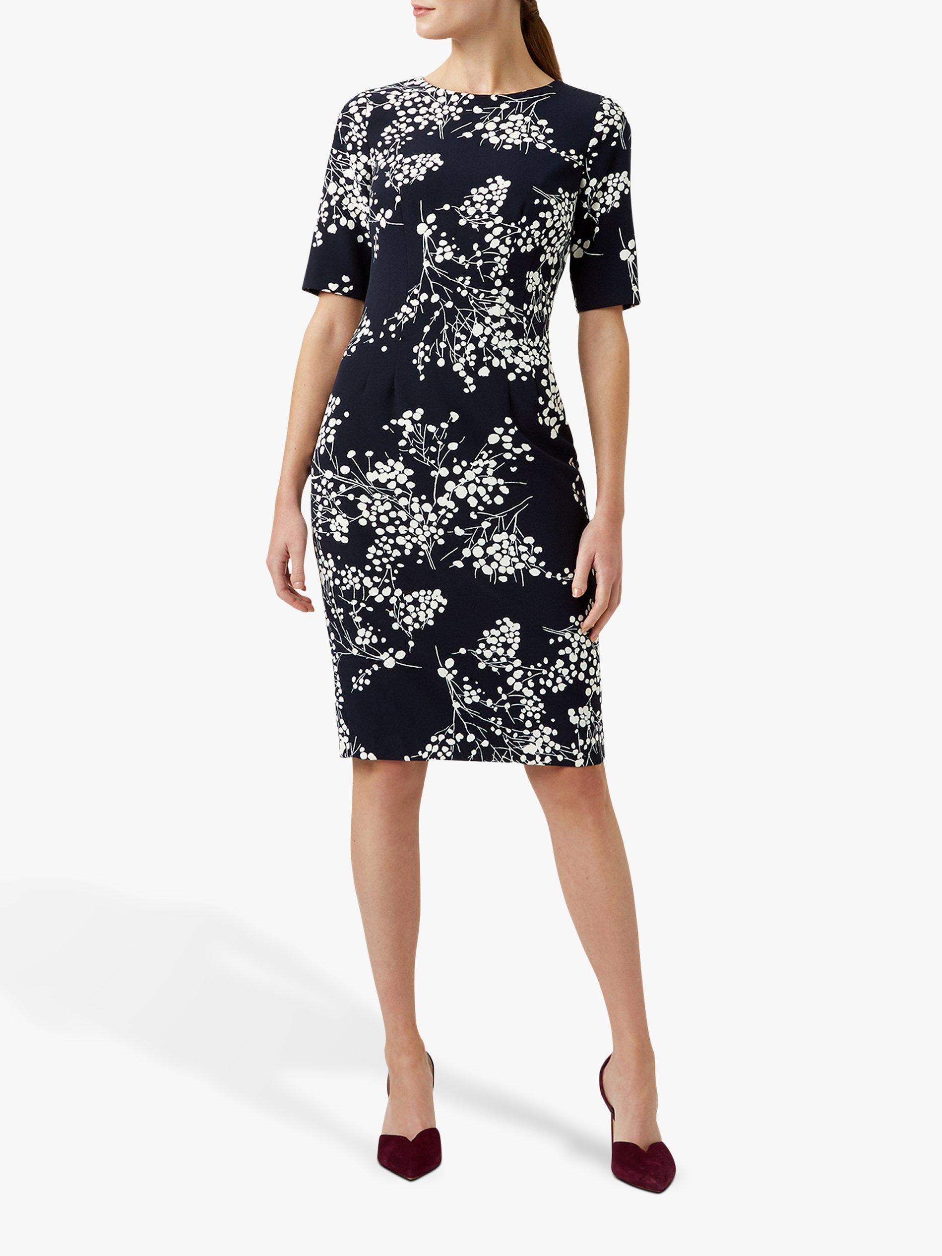 Hobbs Astraea Floral Dress, Navy/Ivory
