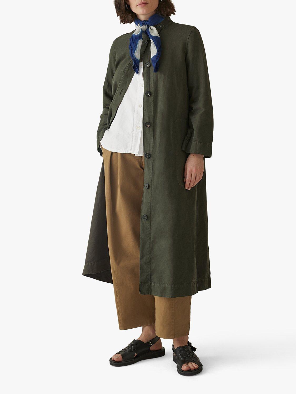 Toast Cotton Linen Coat Midi Dress, Ash Green
