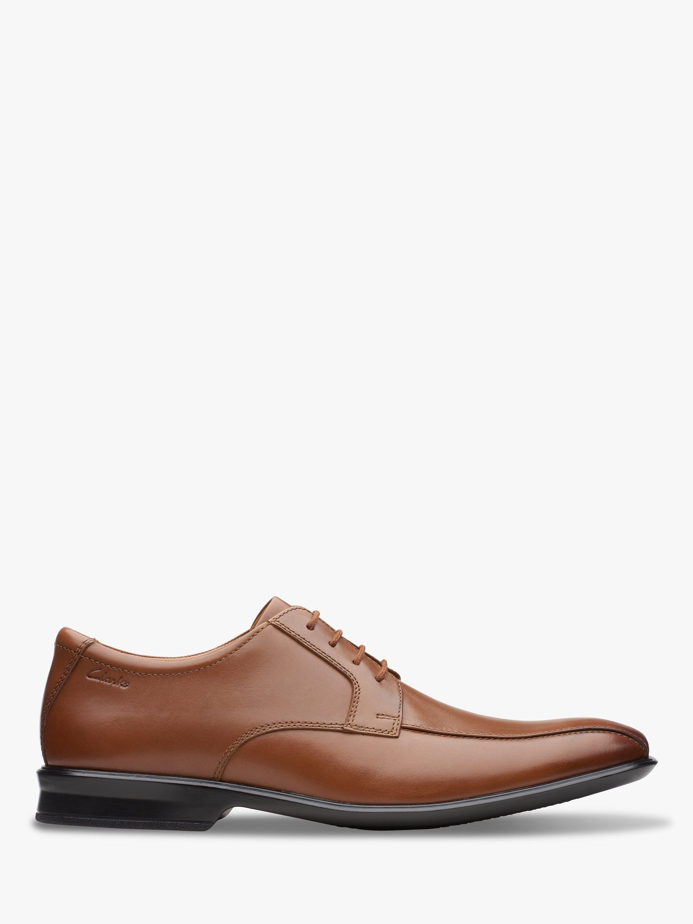 Clarks Bensley Run Leather Shoes, Dark Tan
