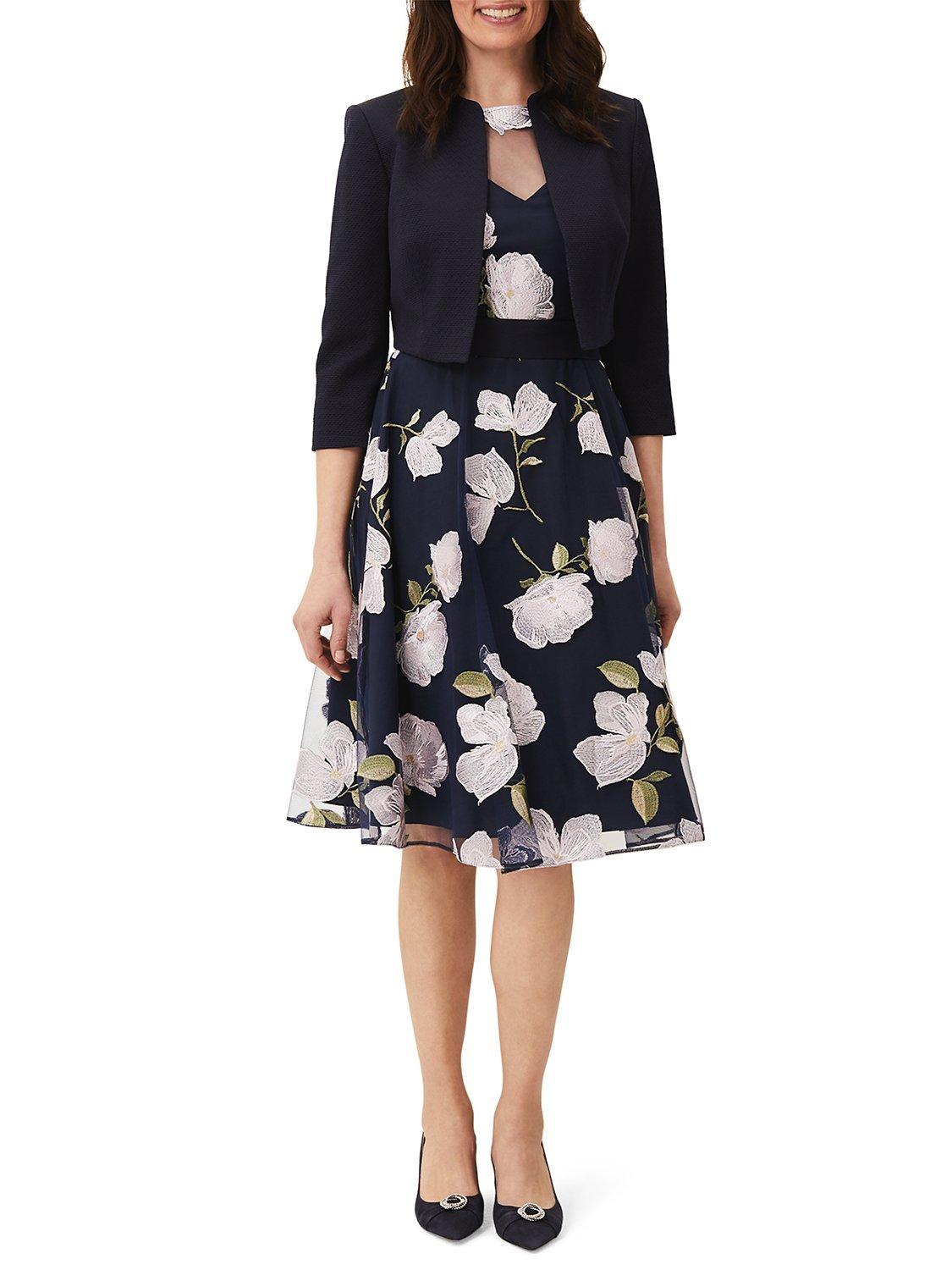 Product image 3 of 6, which shows Phase Eight Karlee Textured Jacket, Navy, 10