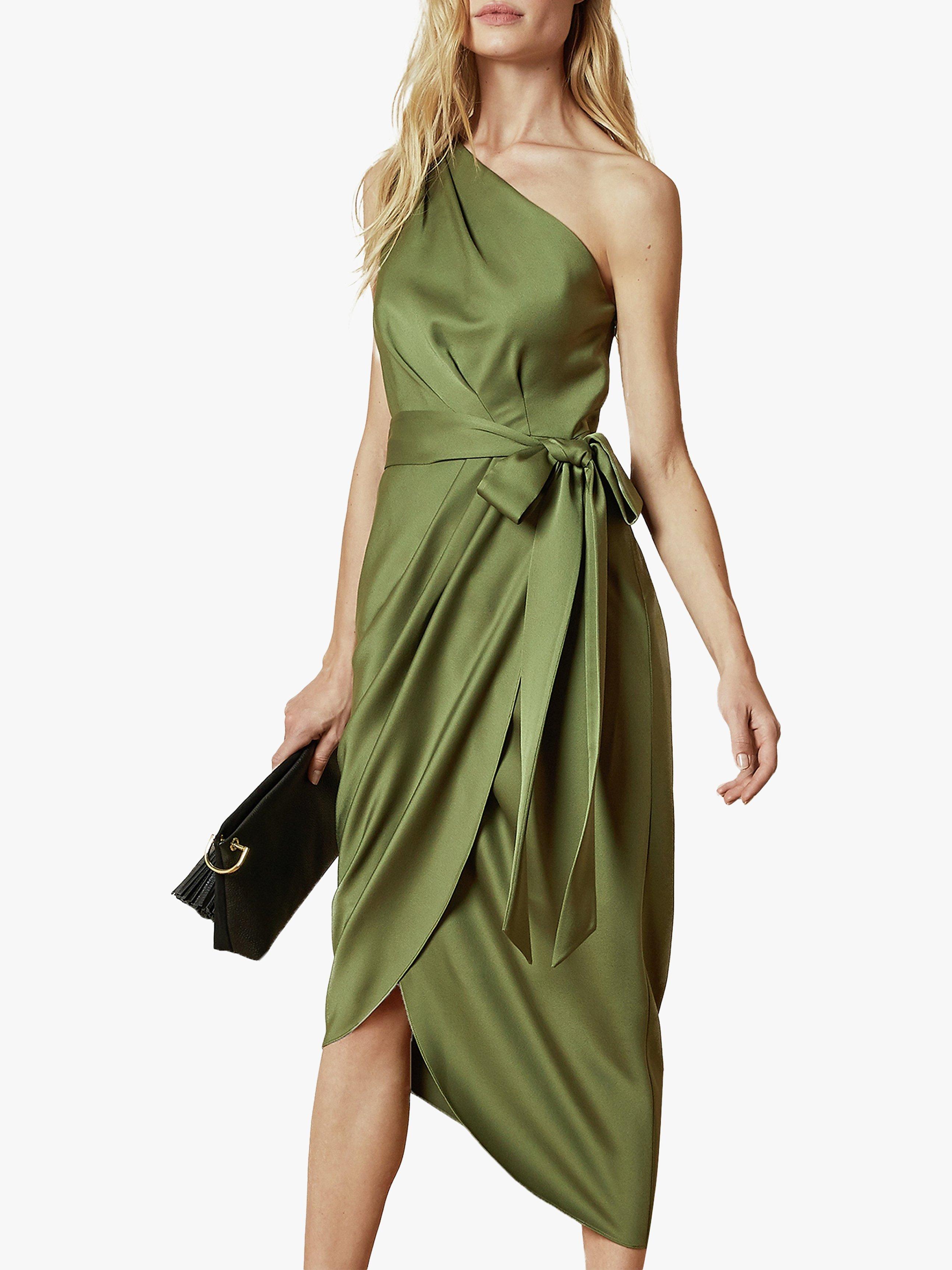 Ted Baker Gabie One Shoulder Drape Midi Dress, Khaki
