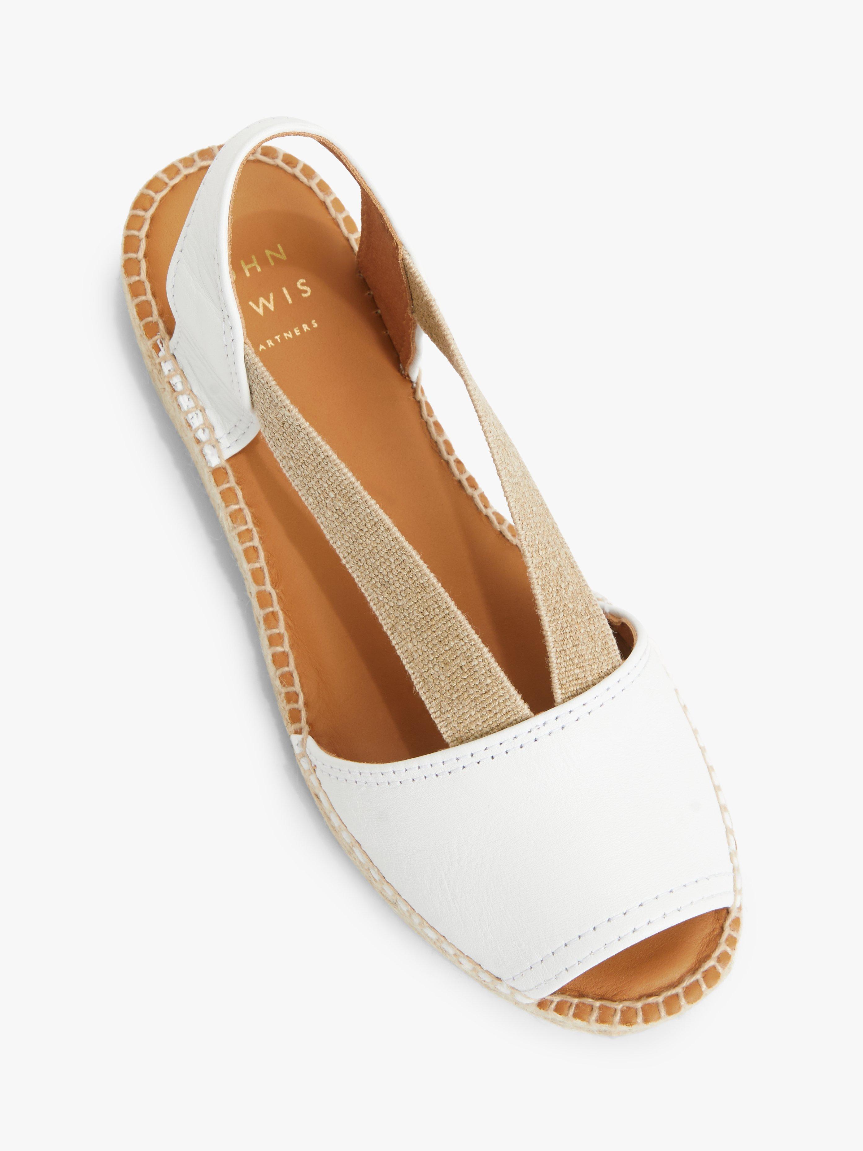 John Lewis Kalley Leather Espadrille Sandals, White, 4