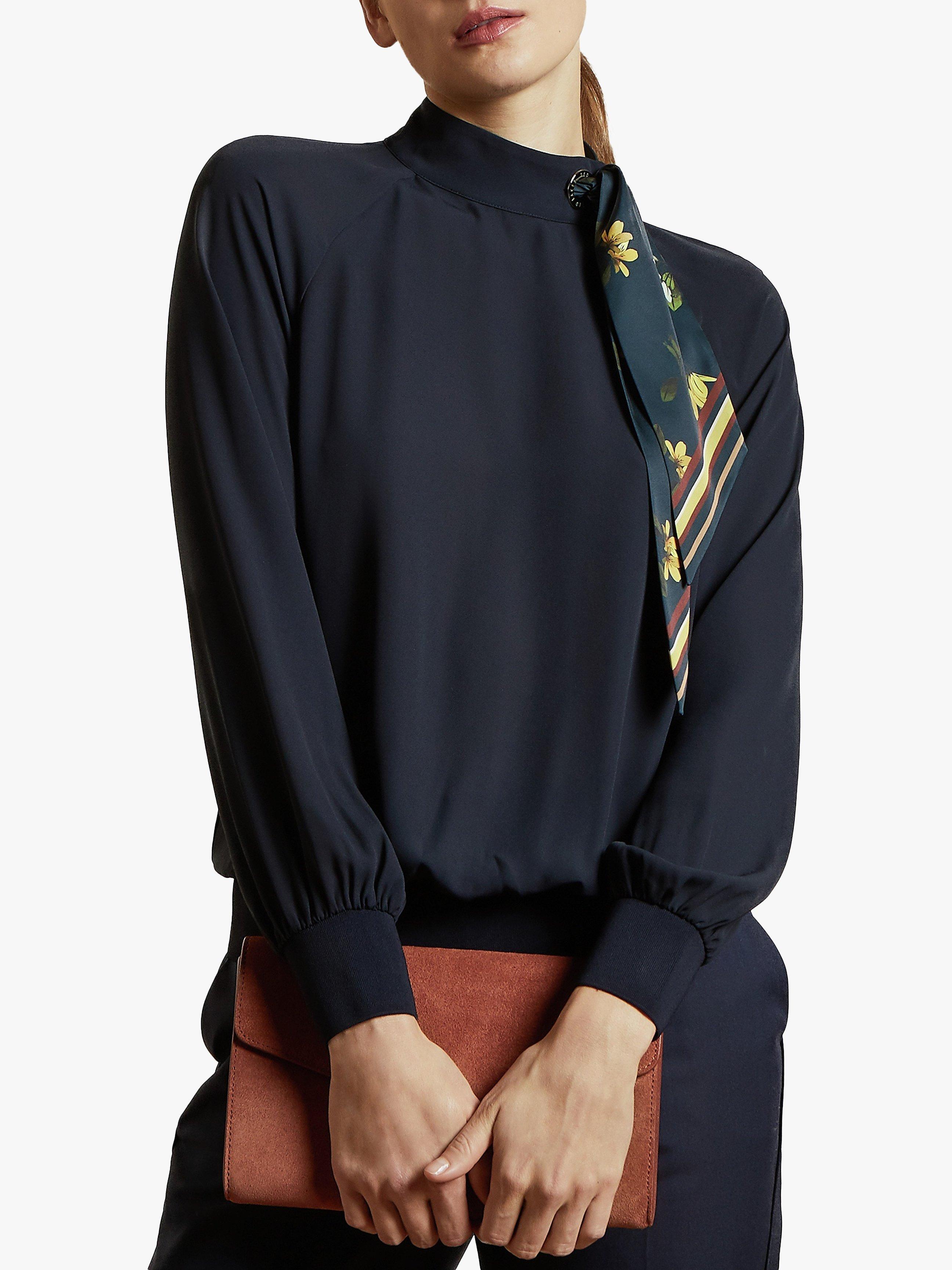 Ted Baker Mavey Scarf Detail Blouse, Navy