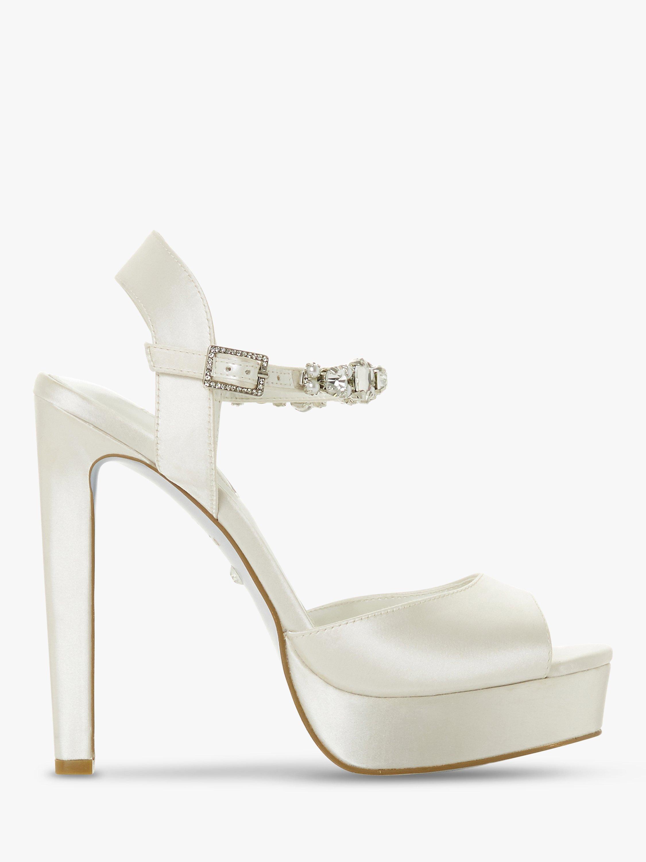 Dune Bridal Collection Miracle Satin Platform Embellished Sandals Ivory
