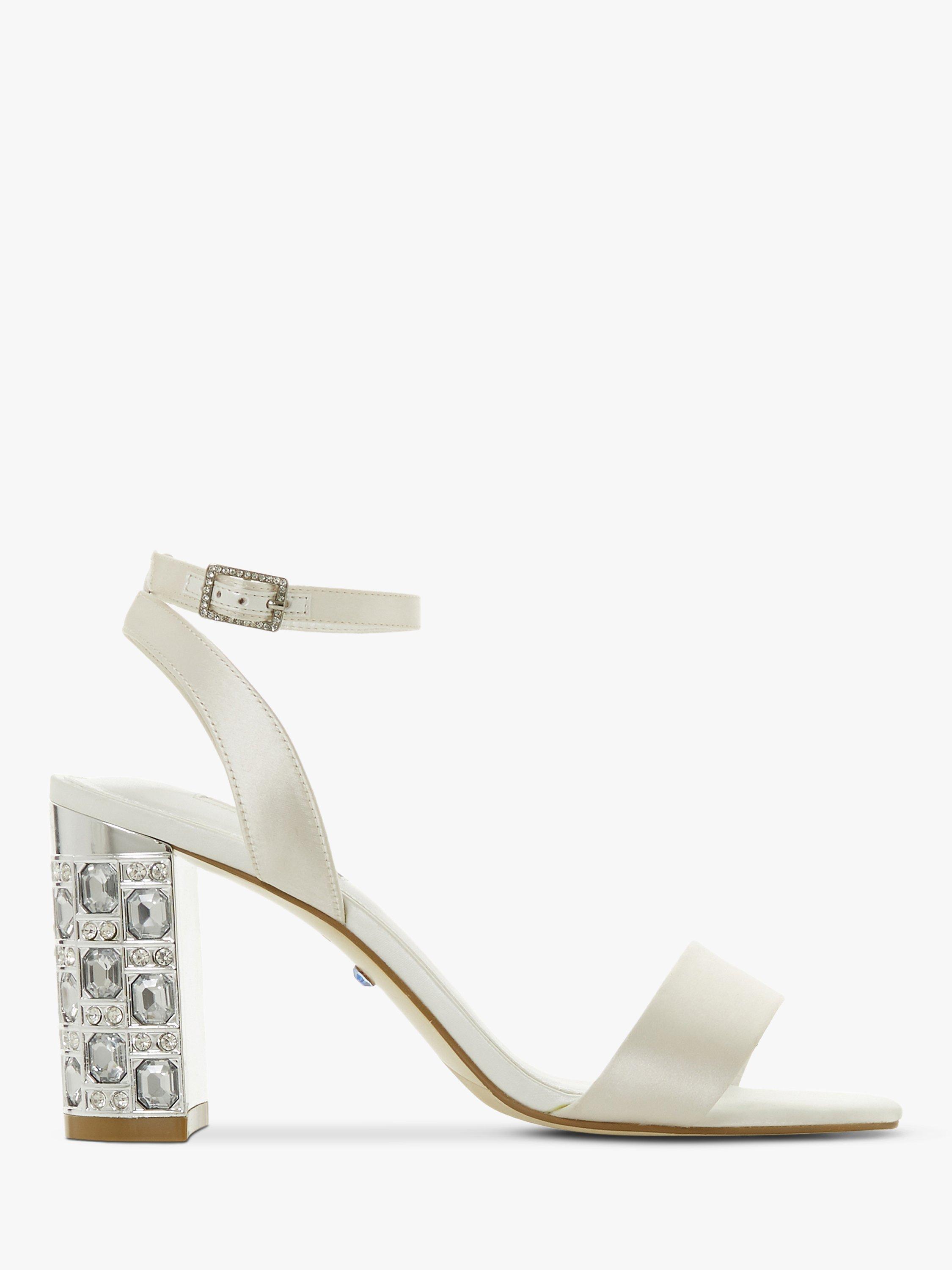 Dune Bridal Collection Mine Satin Jewelled Block Heel Sandals Ivory