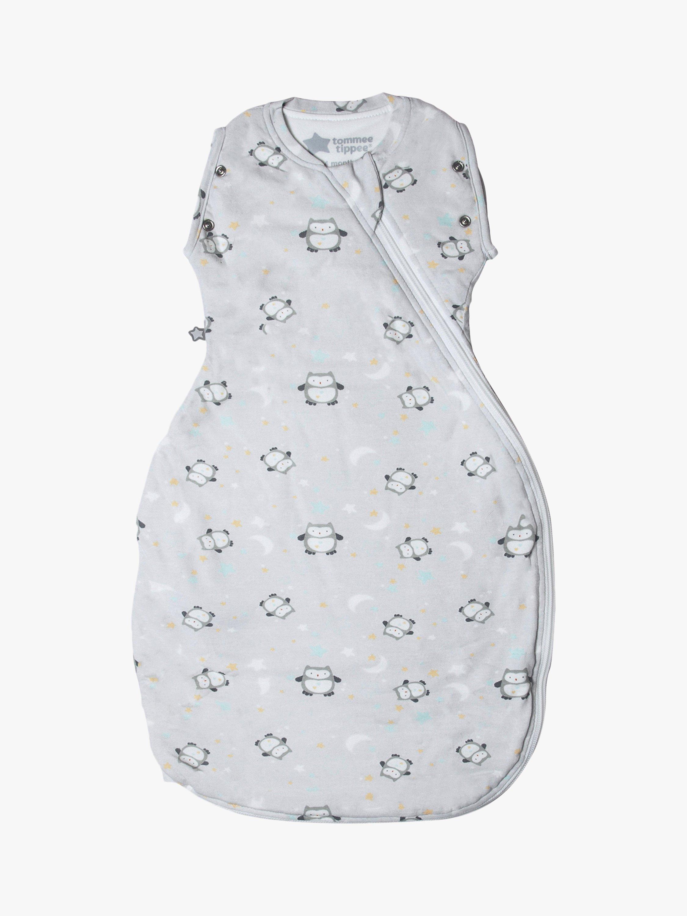 Tommee Tippee The Original Grobag Ollie Owl Print Newborn Snuggle Sleeping Bag, 1 Tog, Grey