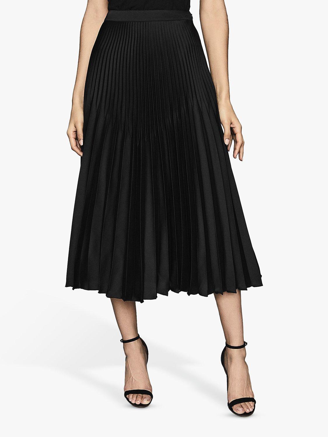 Reiss Dora Long Pleated Skirt, Black