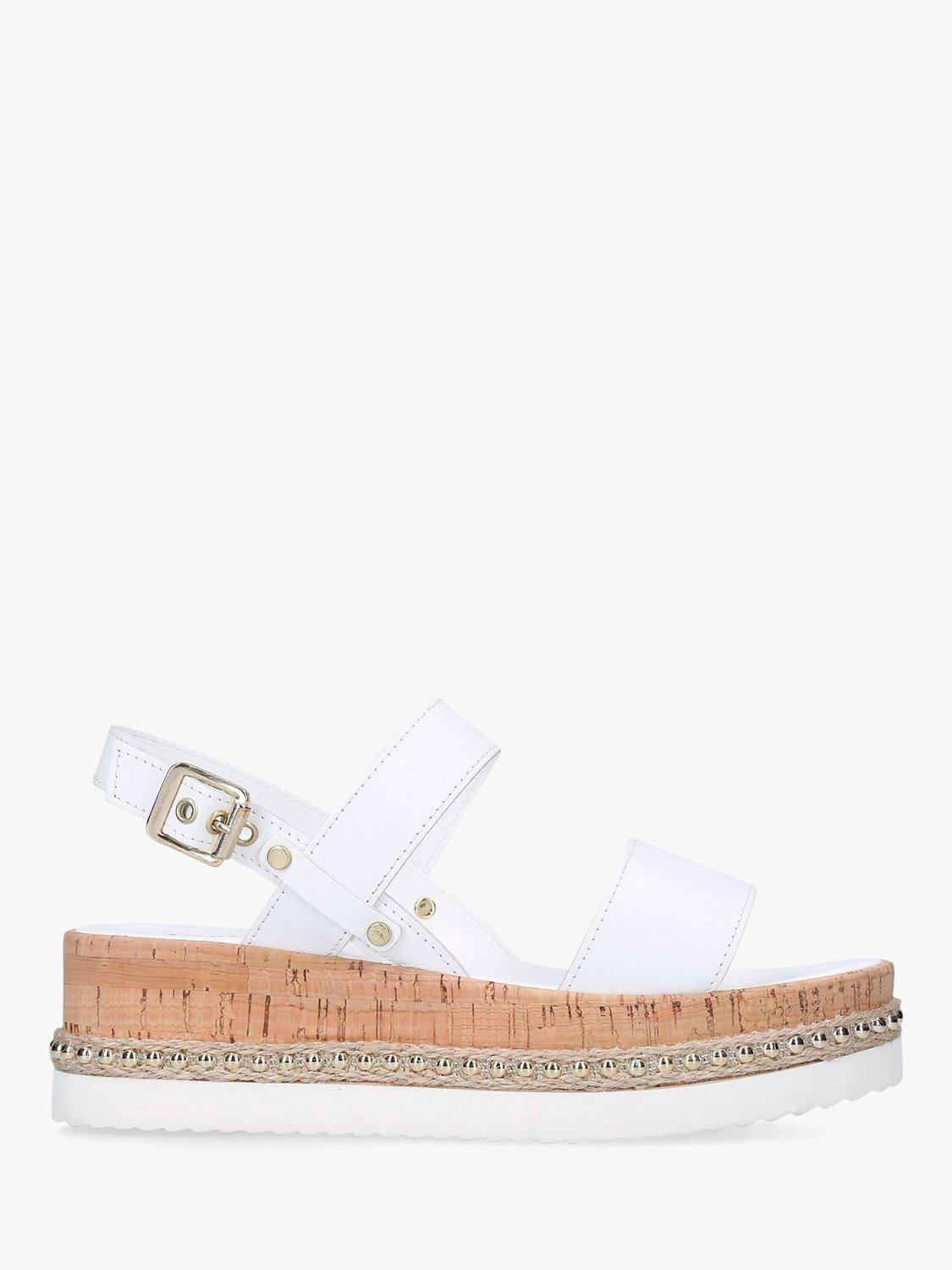 Carvela Krash Embellished Leather Flatform Sandals, White