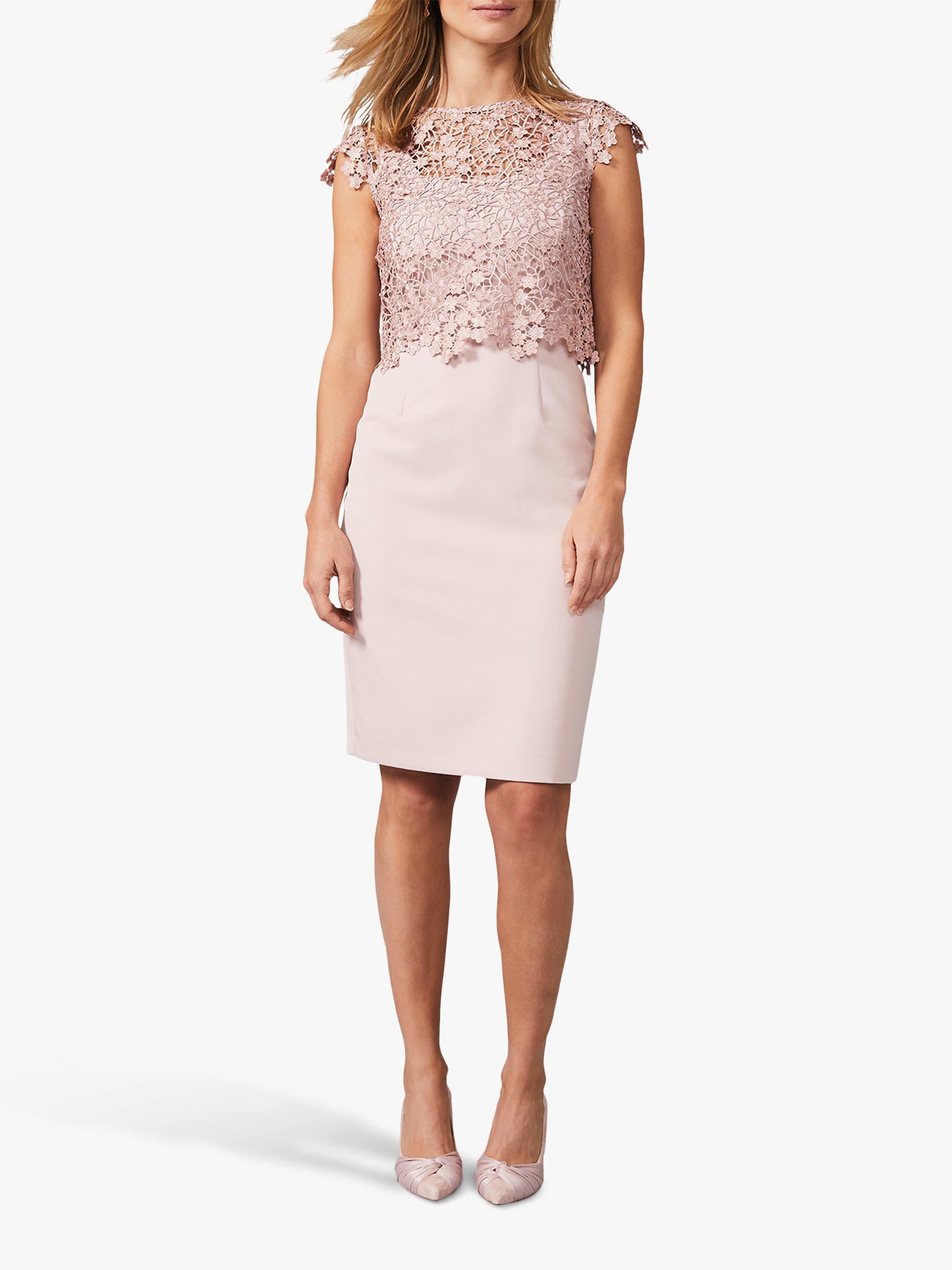 Phase Eight Mariposa Double Layered Dress, Antique Rose, 14