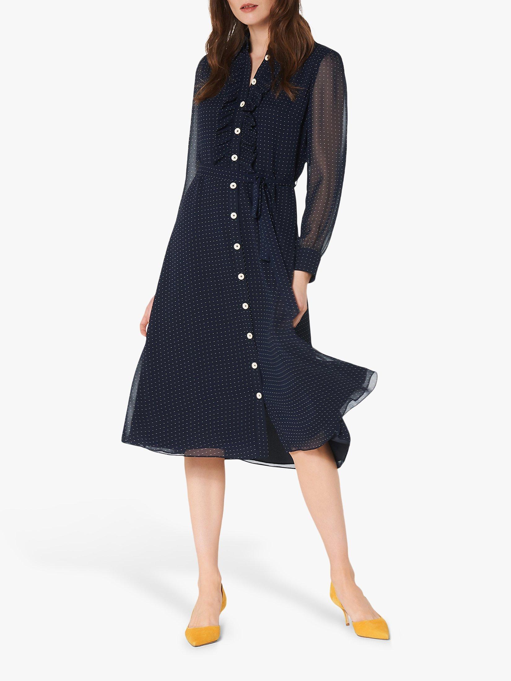 L.K.Bennett Ensor Polka Dot Shirt Dress, Midnight