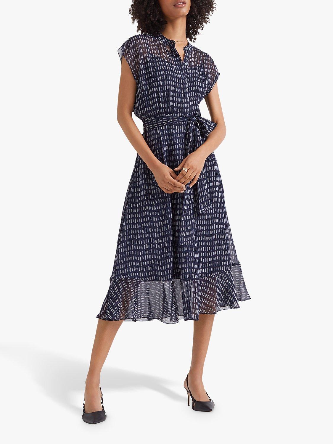 Club Monaco Dremah Silk Midi Dress, Navy/Multi