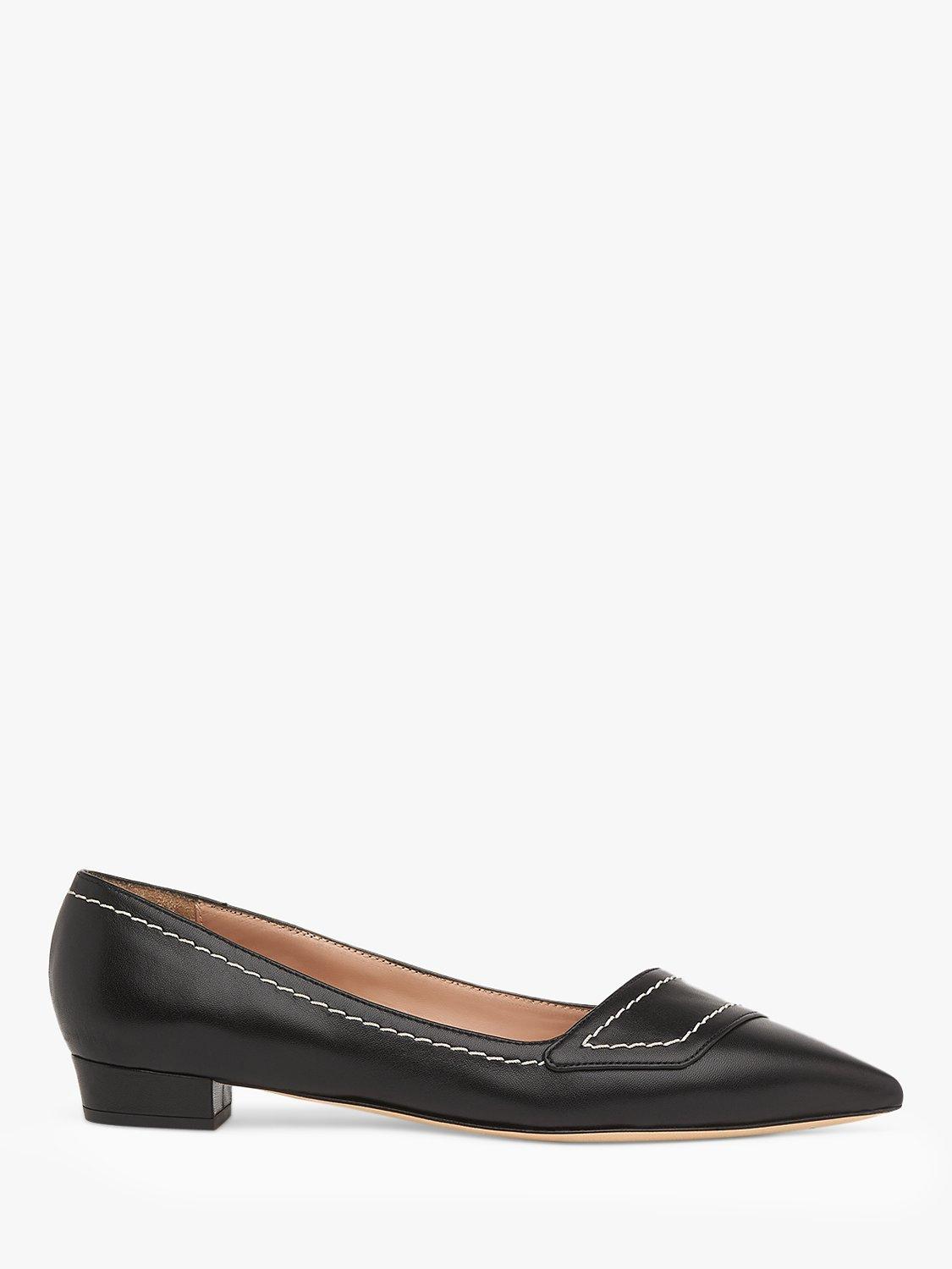 L.K.Bennett Polly Leather Pointed Toe Court Shoes, Black, 2