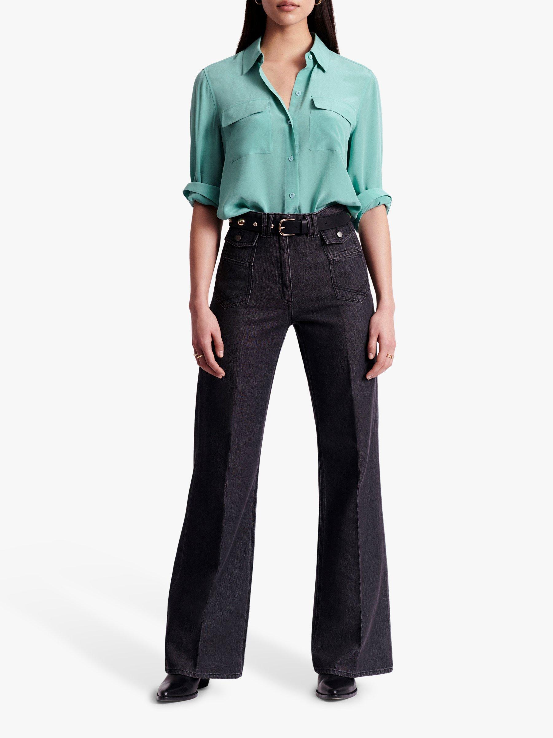 Gerard Darel Manon High-Waisted Wide Leg Jeans, Grey