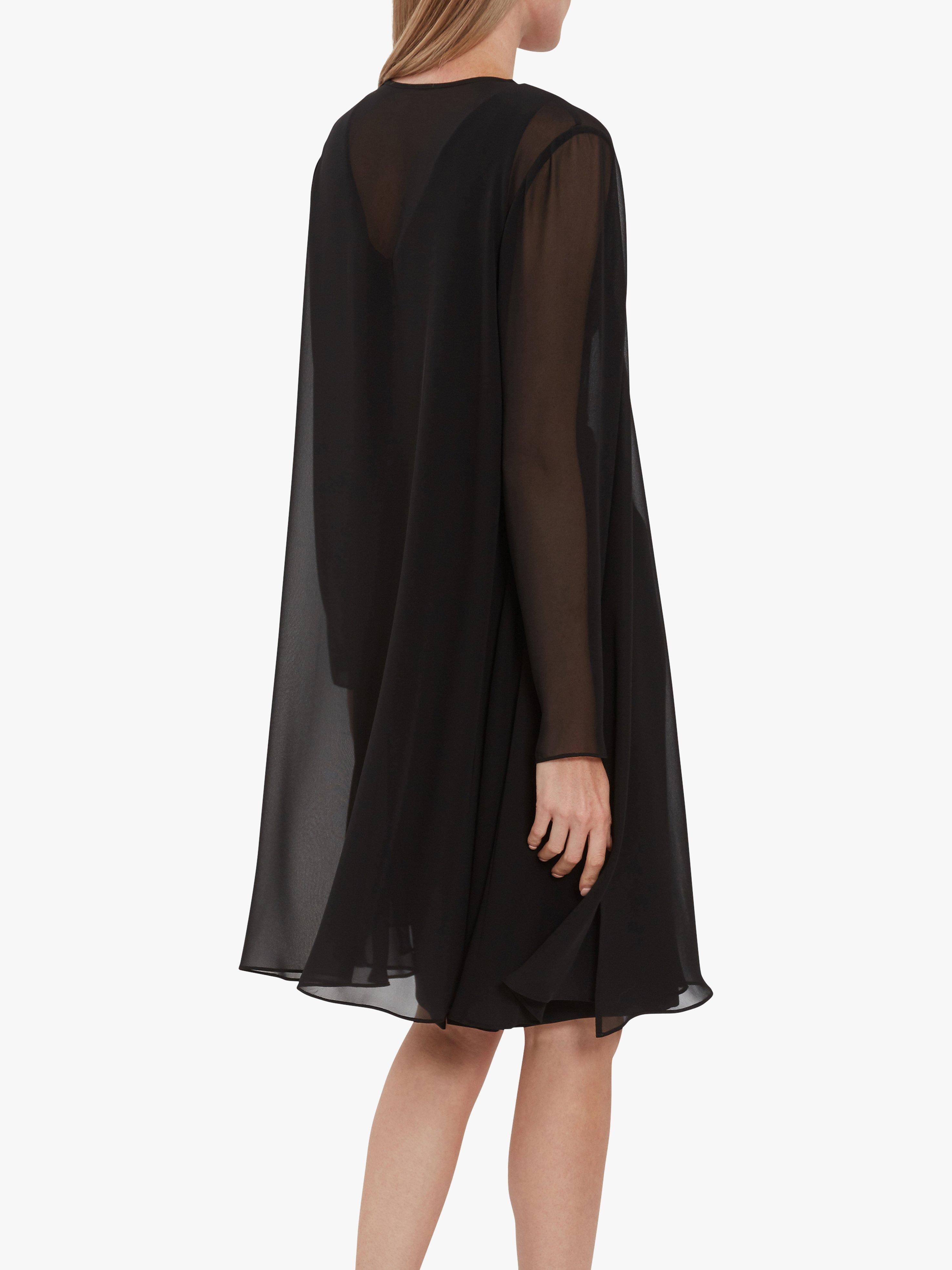 Long black chiffon jacket sales