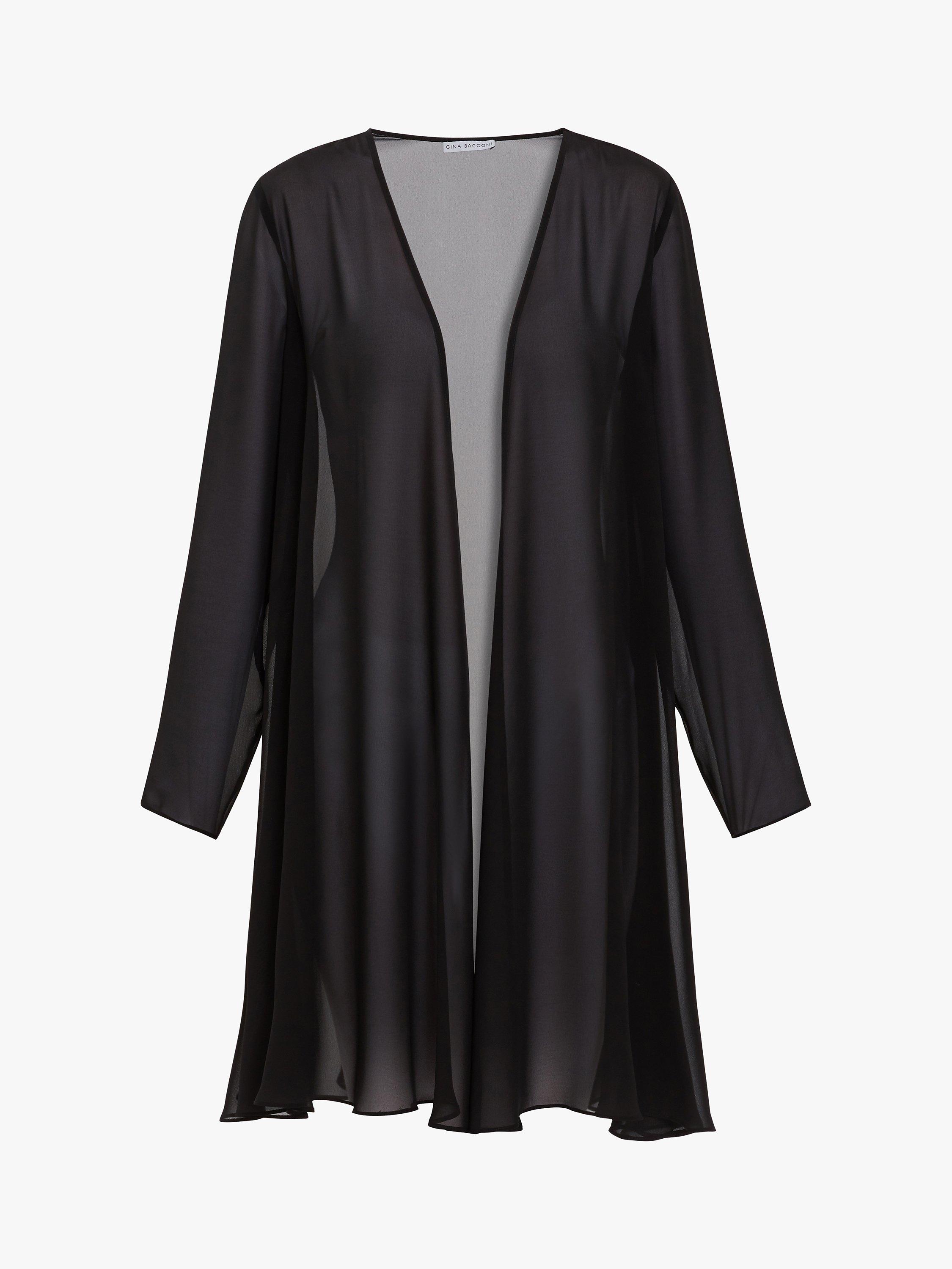 Product image 4 of 5, which shows Gina Bacconi Long Chiffon Jacket, Black, 8