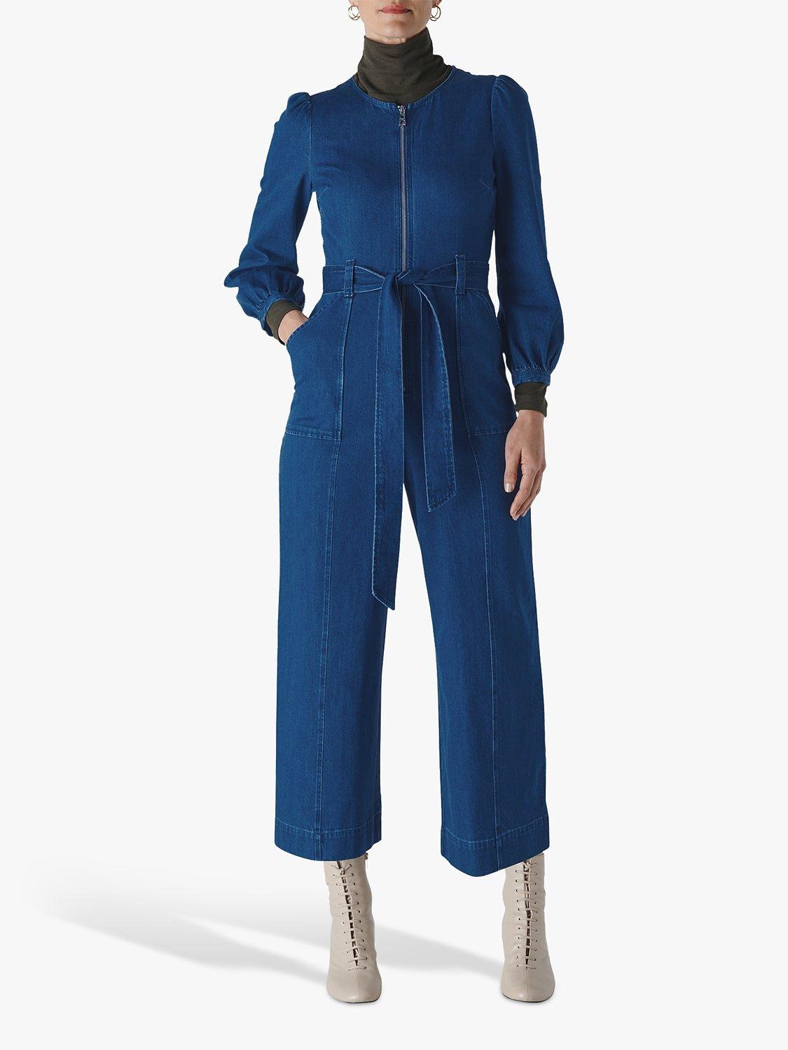 Whistles Estelle Denim Jumpsuit, Denim Blue