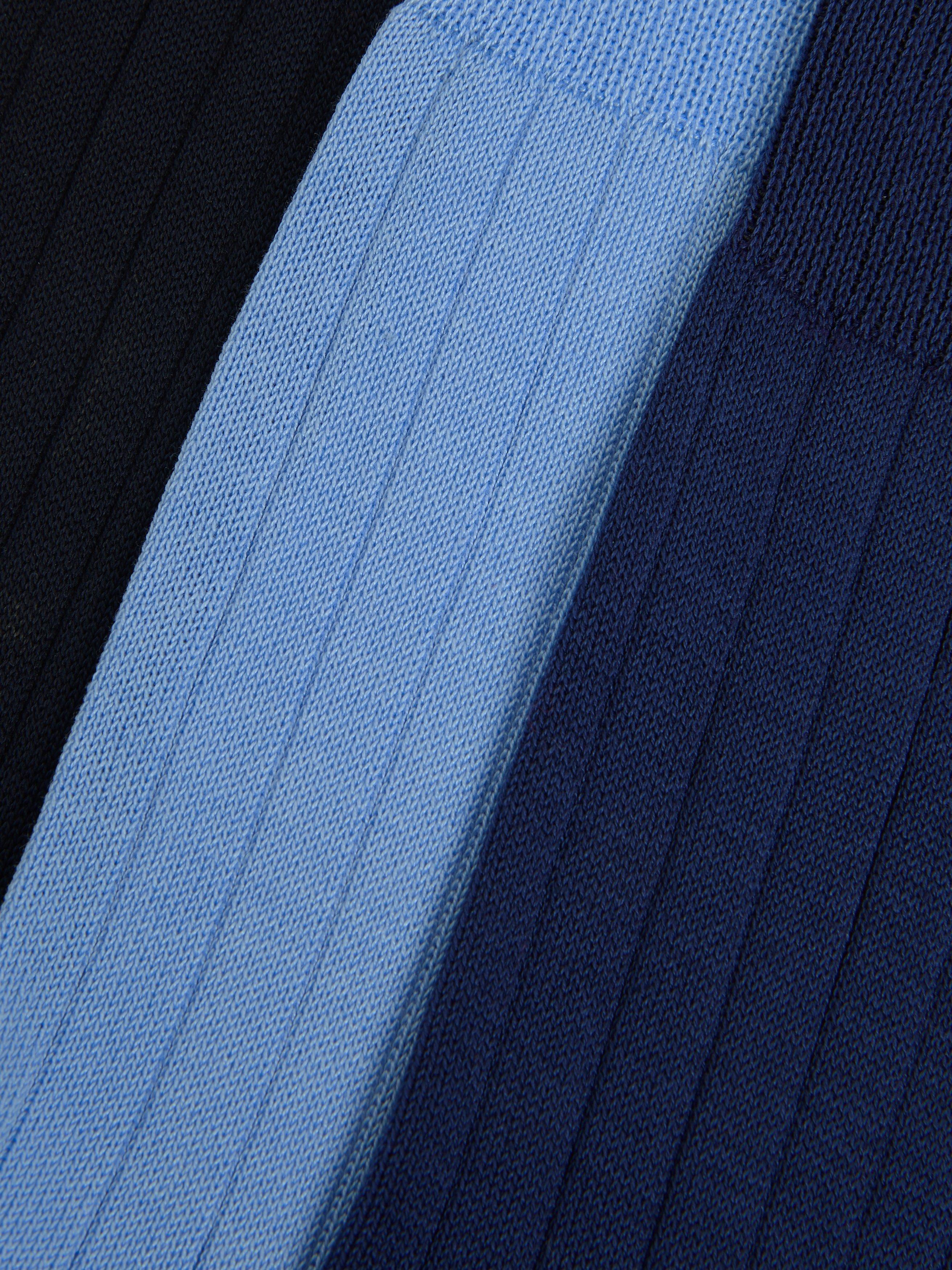 Product image 2 of 2, which shows John Lewis Made in Italy Mercerised Cotton Socks, Pack of 3, Blues, S