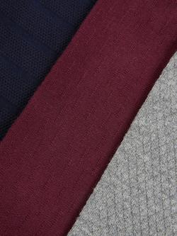 John Lewis Made in Italy Cotton Textured Socks, Pack of 3, Multi - view 2, Multi