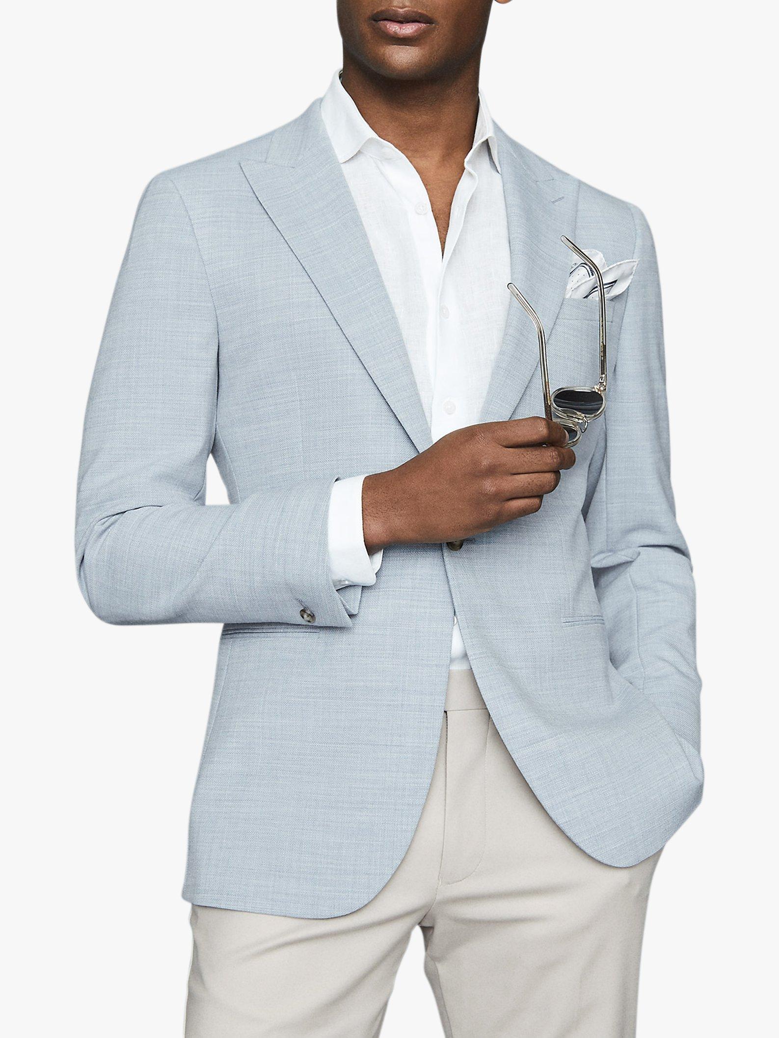 Reiss Hart Basketweave Slim Fit Blazer, Soft Blue