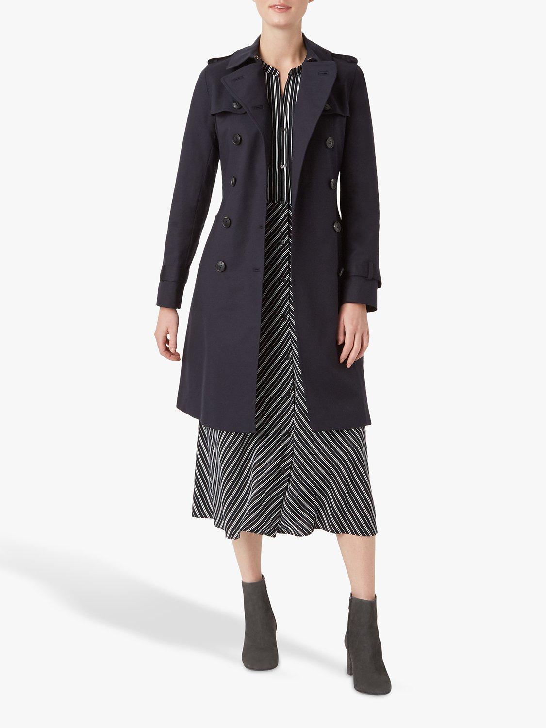 Hobbs London Saskia Trench Coat, Navy