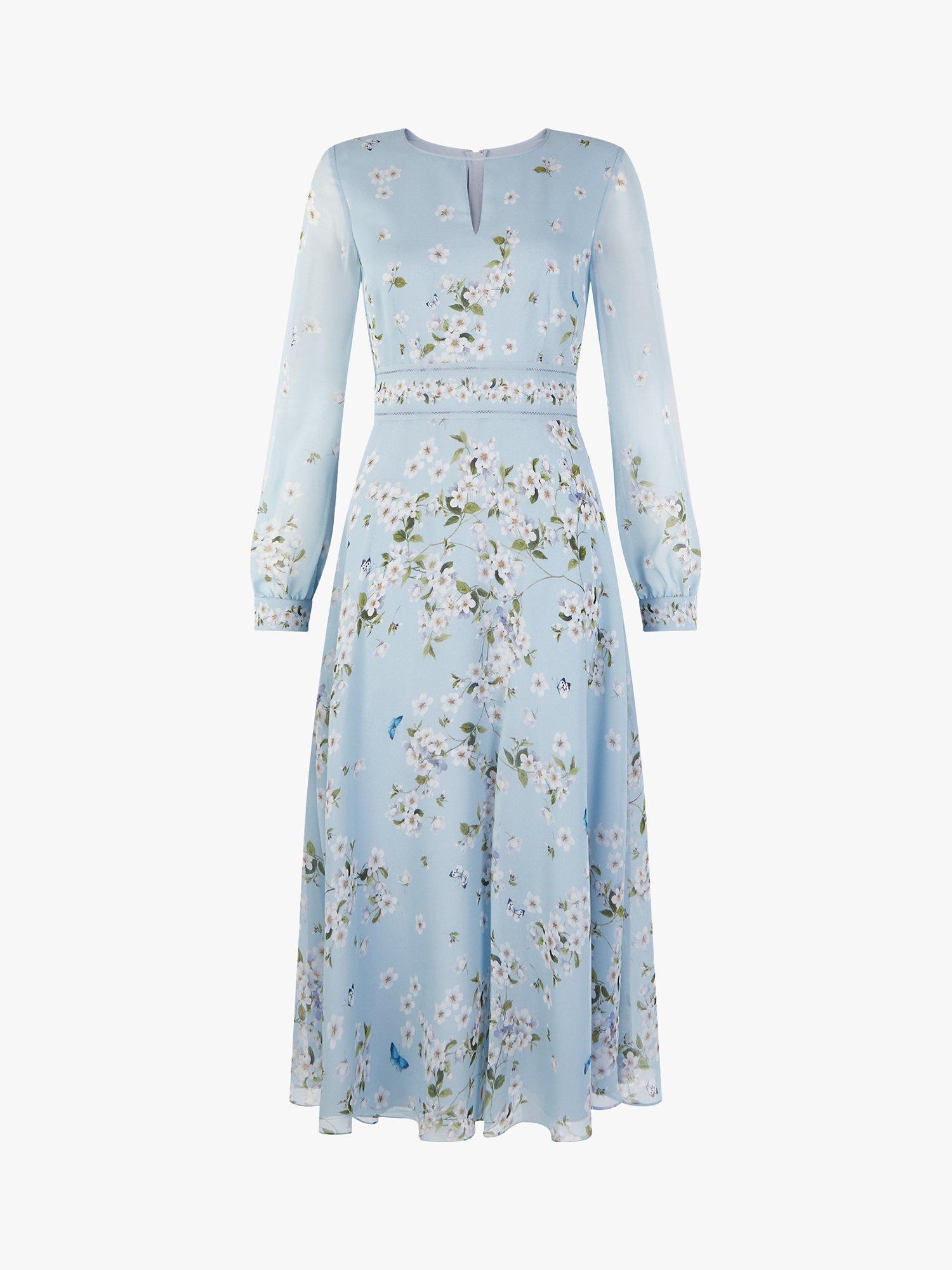 Hobbs blue and white floral dress best sale