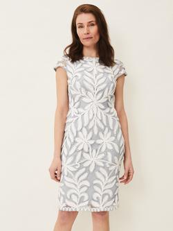 Phase Eight Isobel Tapework Dress, Mineral/Ivory