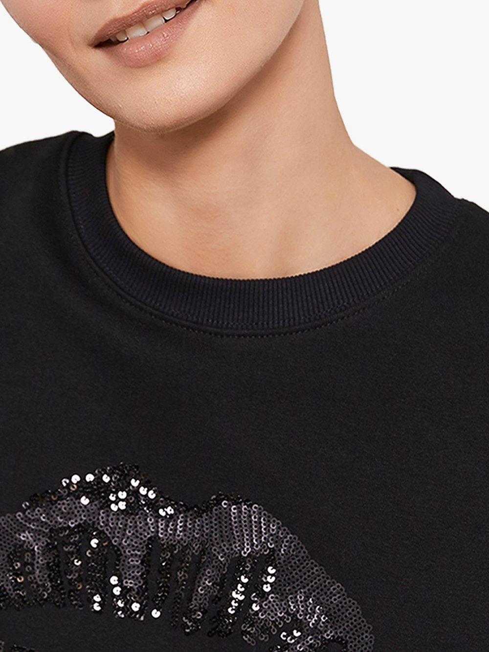 Mint Velvet Sequin Lips Sweatshirt Black