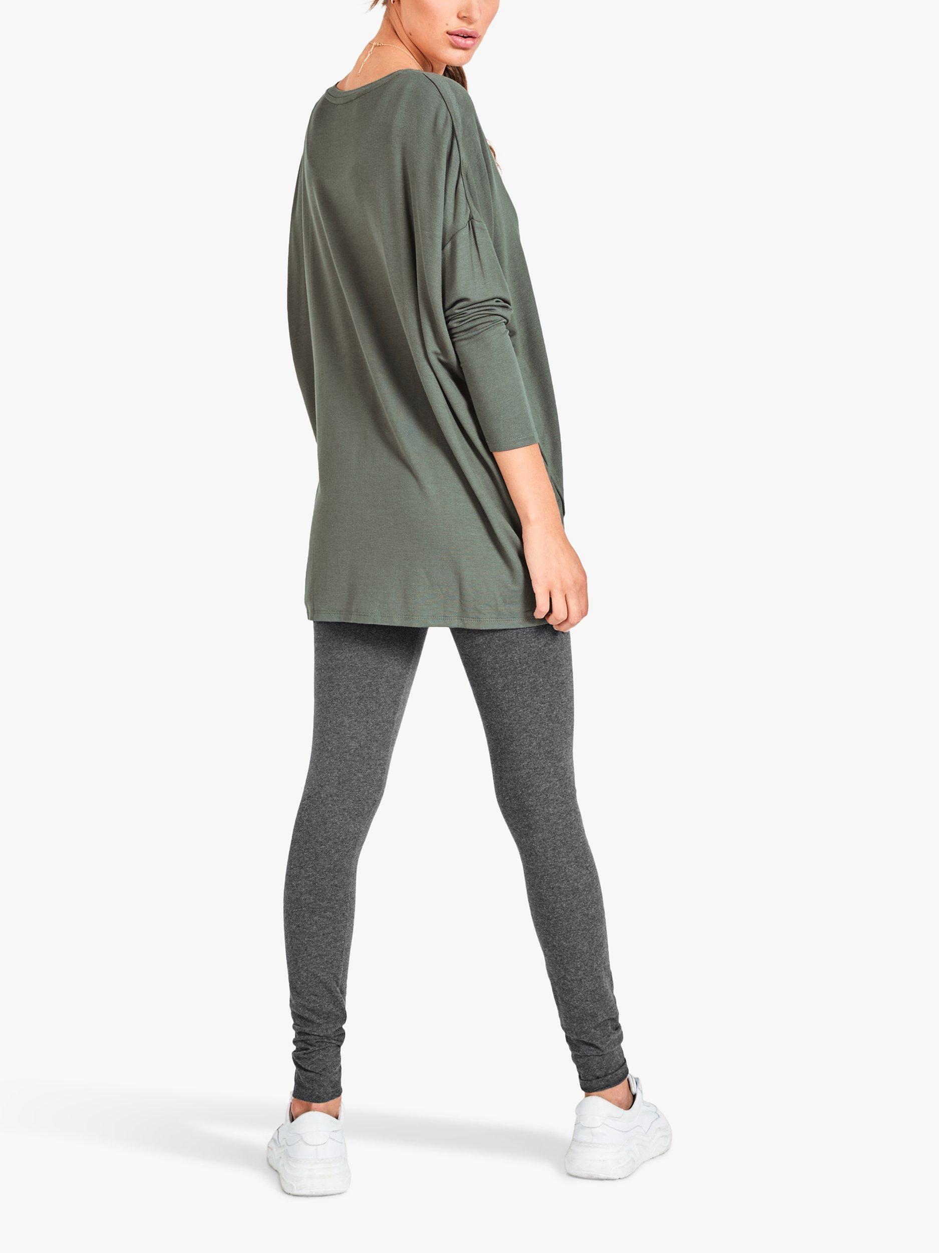 Product image 2 of 5, which shows HUSH V-Neck Jersey Top, Khaki, M