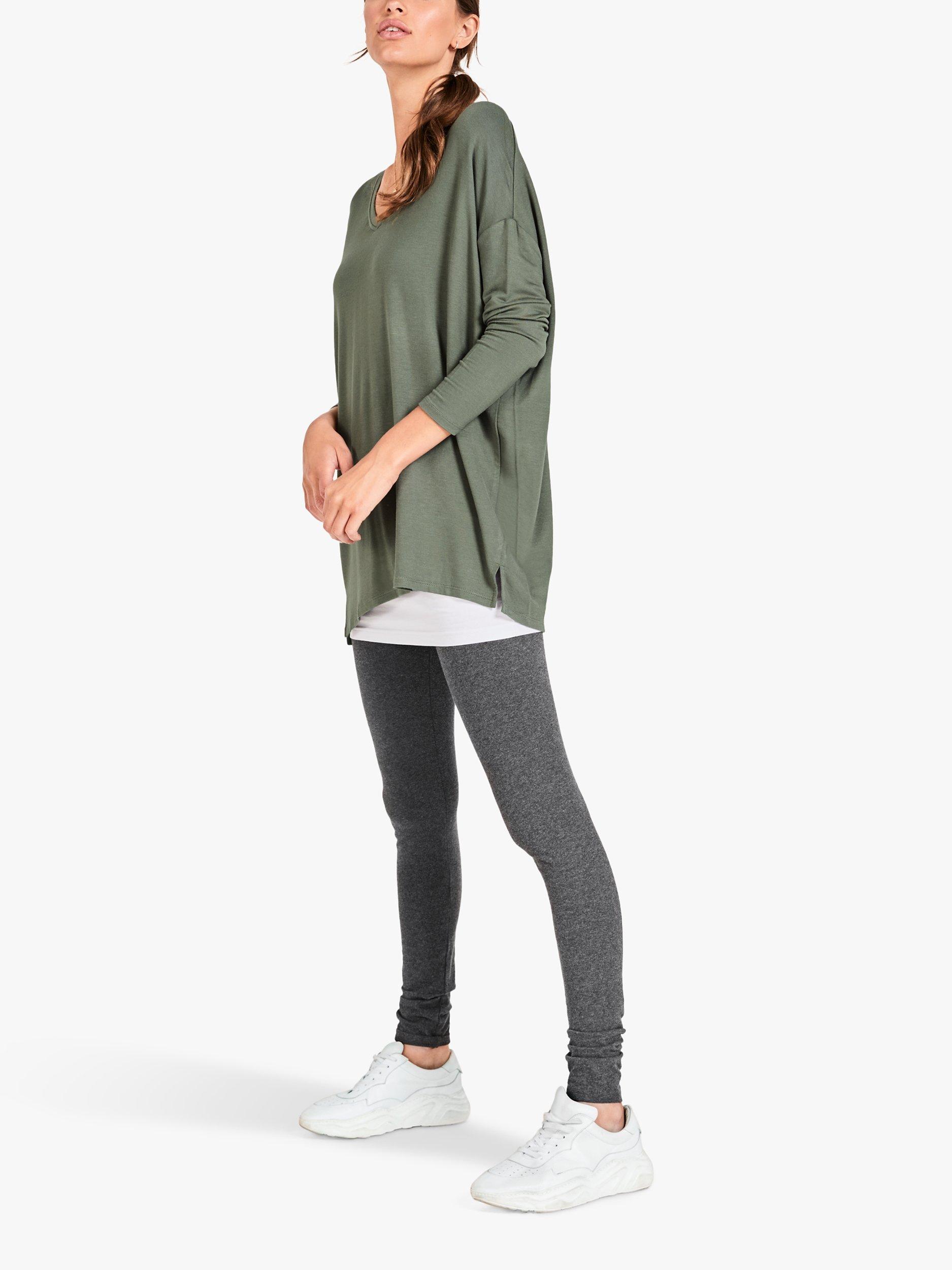 Product image 5 of 5, which shows HUSH V-Neck Jersey Top, Khaki, M