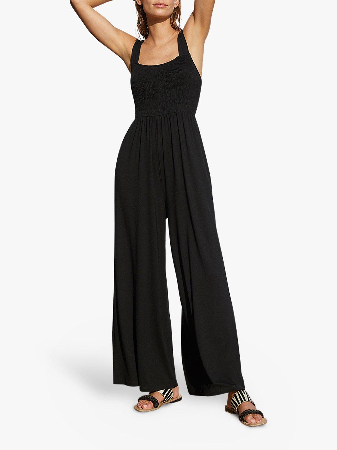 Mint Velvet Wide Leg Square Neck Jumpsuit, Black